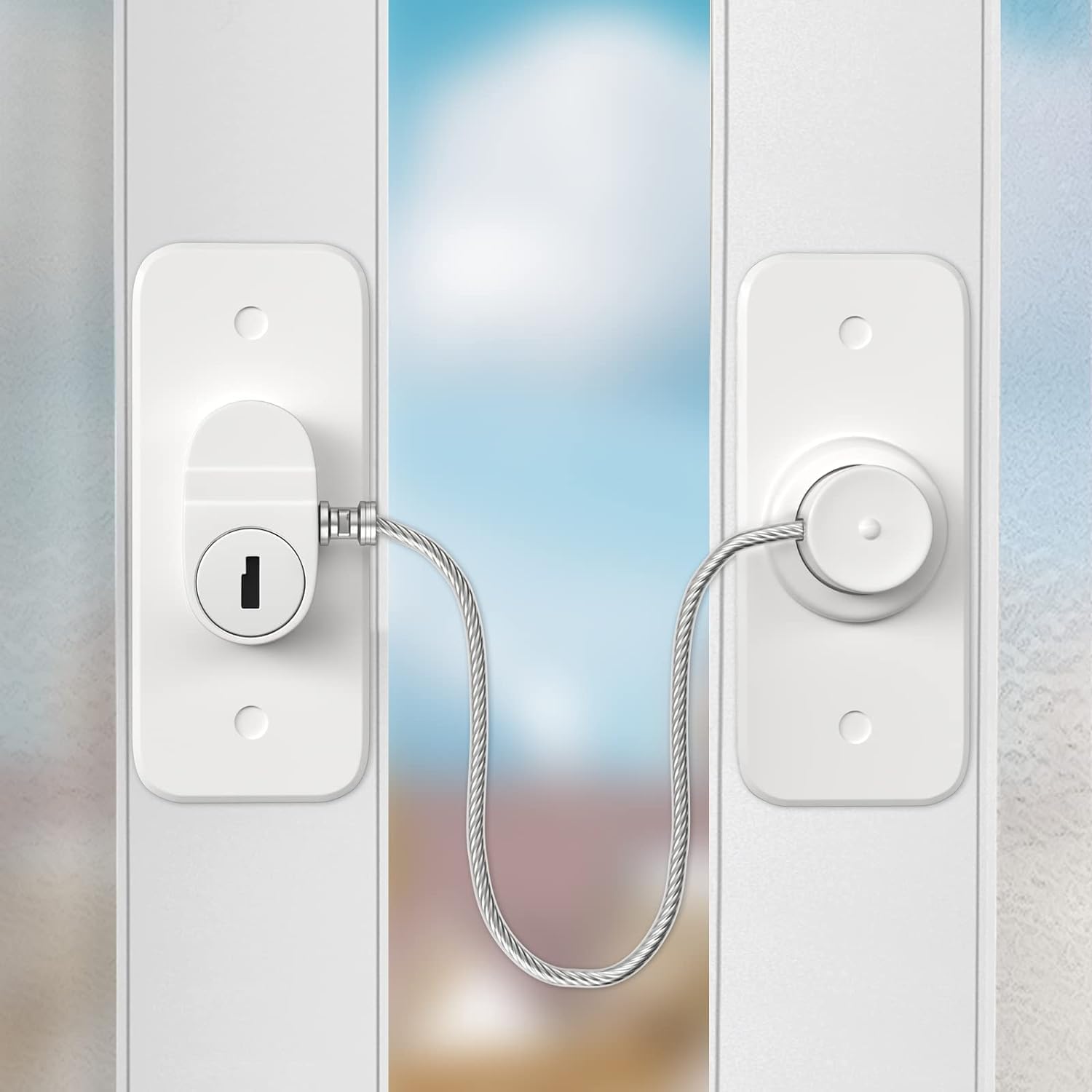 Window Safety Lock AOSITE 2 Packs Window Locks for UPVC No Drilling Window Restrictor Self Adhesive,Versatile Refrigerator Lock with Key Child Window Safety Locks Pet Safety Cable Lock for ChildproofWindow Safety Lock AOSITE 2 Packs Window L…