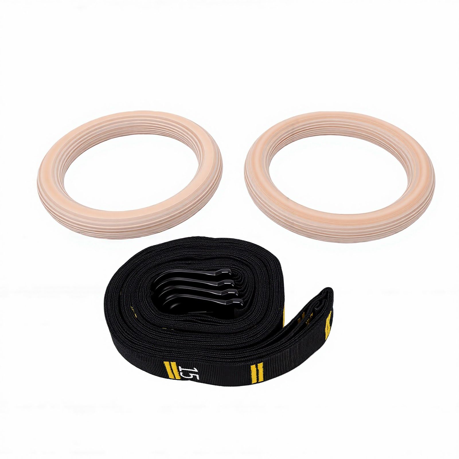 Sxhlseller Anelli da Ginnastica in Legno di Betulla con Cinghie Regolabili | Anelli per Allenamento Completo del Corpo per Trazioni, Allenamento per l'equilibrio della Forza della Parte Superiore