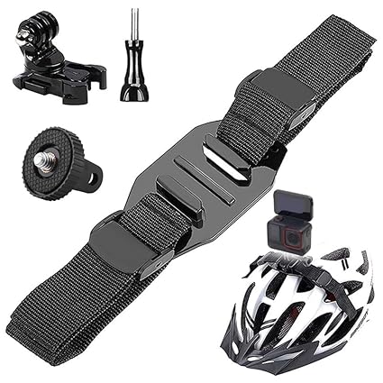 BKN Bicycle Helmet Mounting Strap Brackets for Insta360 Ace Pro/One X3/X2/X/RS/R sjcam, for DJI Action, Xiao Ant Series, Cycling Ventilated Action Camera Mounting Adapter Head Belt Holder