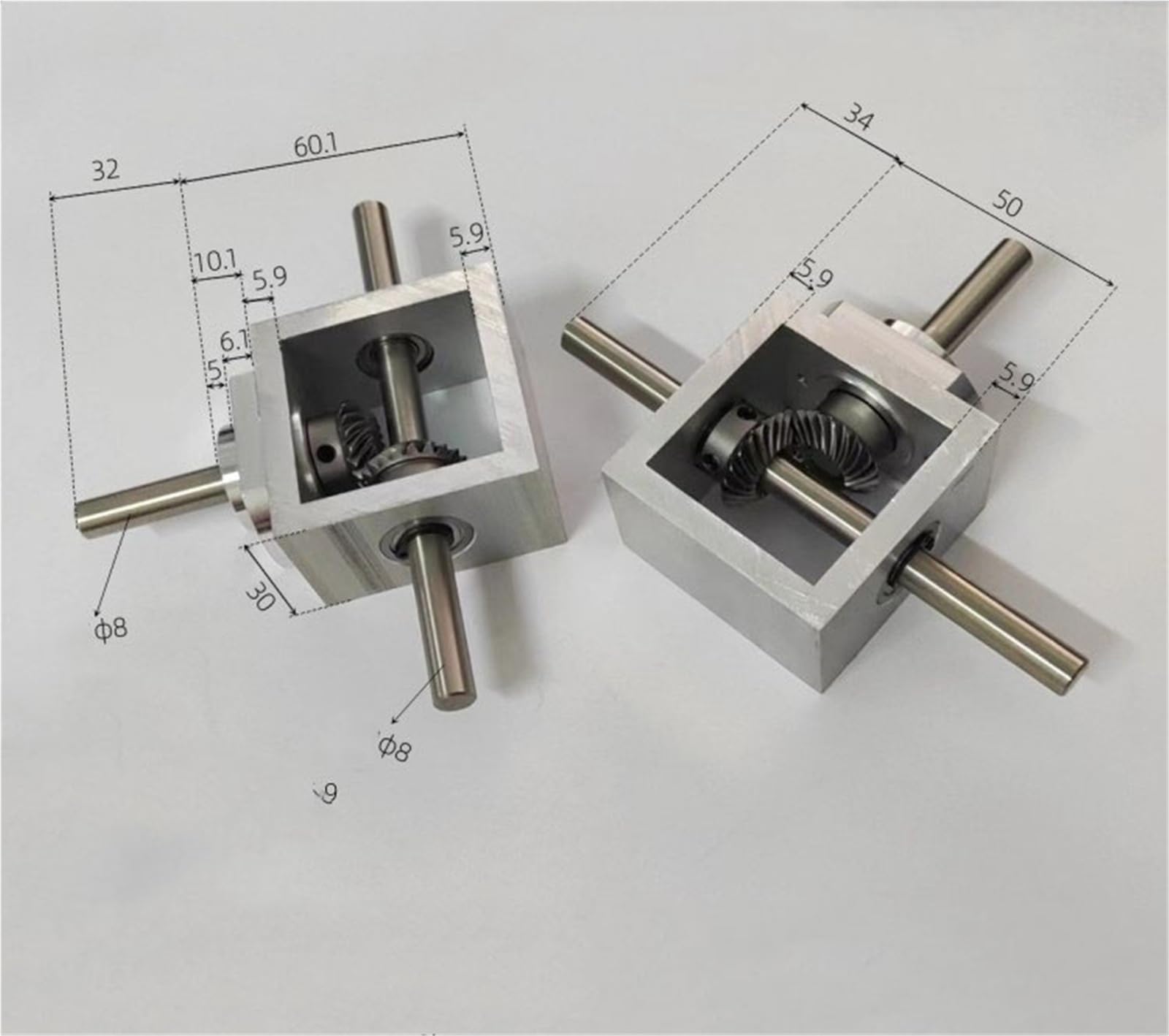 Getriebe 90-Grad-Eckgerät, einfaches 1:1-Getriebe, Kegelradgetriebe, Umkehrgetriebe, 8-mm-Wellenantrieb, Kommutator Lenkrichtung