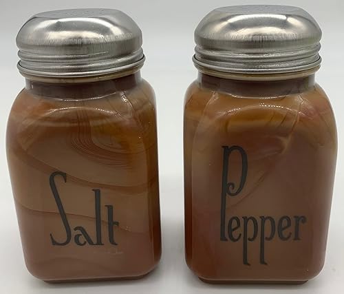 Set de salero y pimentero cuadrado - Mosser Glass - Estados Unidos - American Made (caramelo)