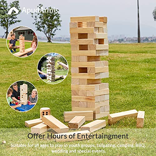 Apudarmis 54 Pcs Tumble Timber Set [Stack To 3Ft], Pine Wooden Tumble Tower Game With Dice And Scoreboard Set - Classic Block Stacking Board Game For Kids Children Teenagers #TOP6