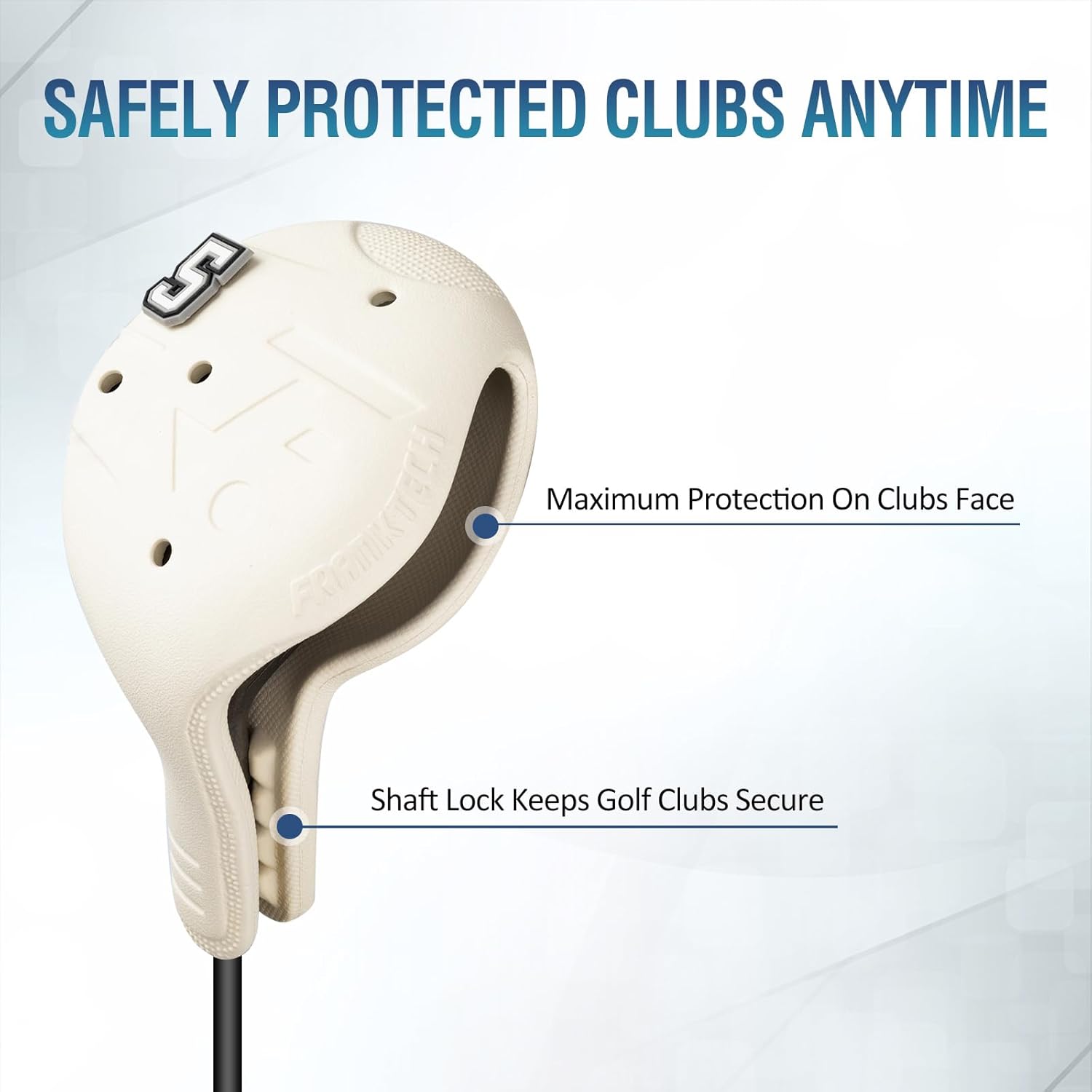 Snap-On Golf Club Covers for Right-Handed Golf Clubs, Easy On Off in 1 Second, Fits 460cc Drivers, Washable EVA Plastic with Shaft Lock, DIY Pins for Customization