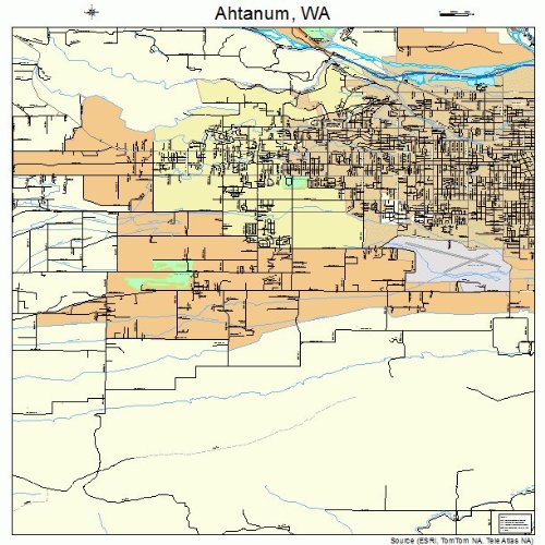Large Street &amp; Road Map of Ahtanum, Washington WA - Printed poster size ...