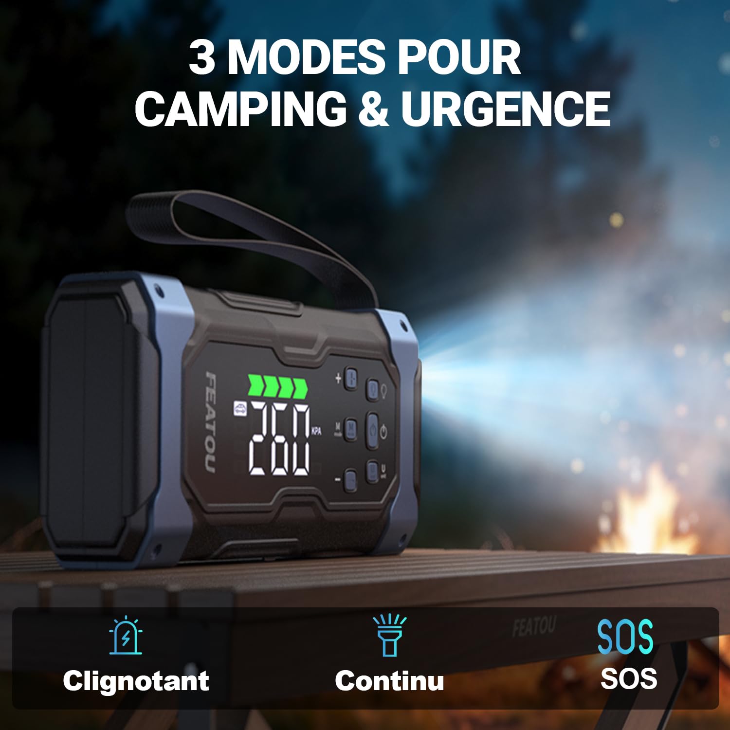 7000A Booster Batterie Voiture avec Gonfleur, Chargeur Demarreur Booster de Batterie Voiture Tous Essence et 12L Diesel, Charge Rapide 30 W, Portable Démarreur d'halloween avec 12V Compresseur