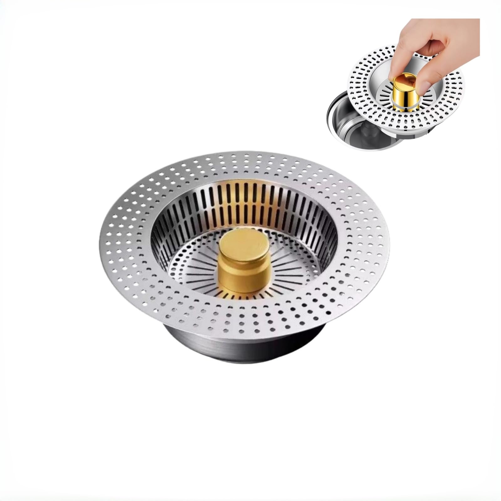 Anovczen Silver Sink Strainer Plug Pop Up Drain Stopper Basket Filter