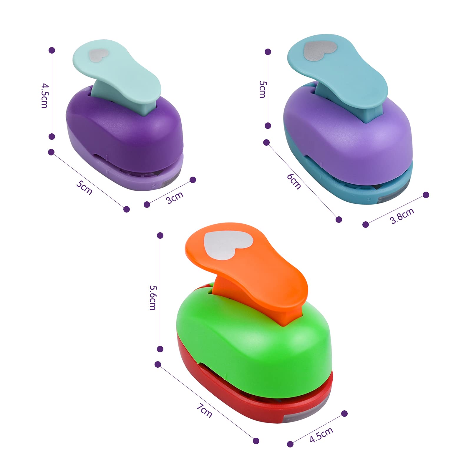 HAUSTGO Herz-Papierstanzer-Set – 5 Größen (0,95–5,1 Cm), Für Basteln, Karten & DIY-Alben