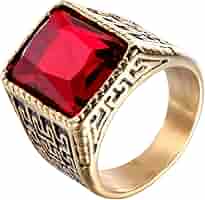Amazon.com: Yarrzhen 18K Gold Plated Bling Ruby Ring