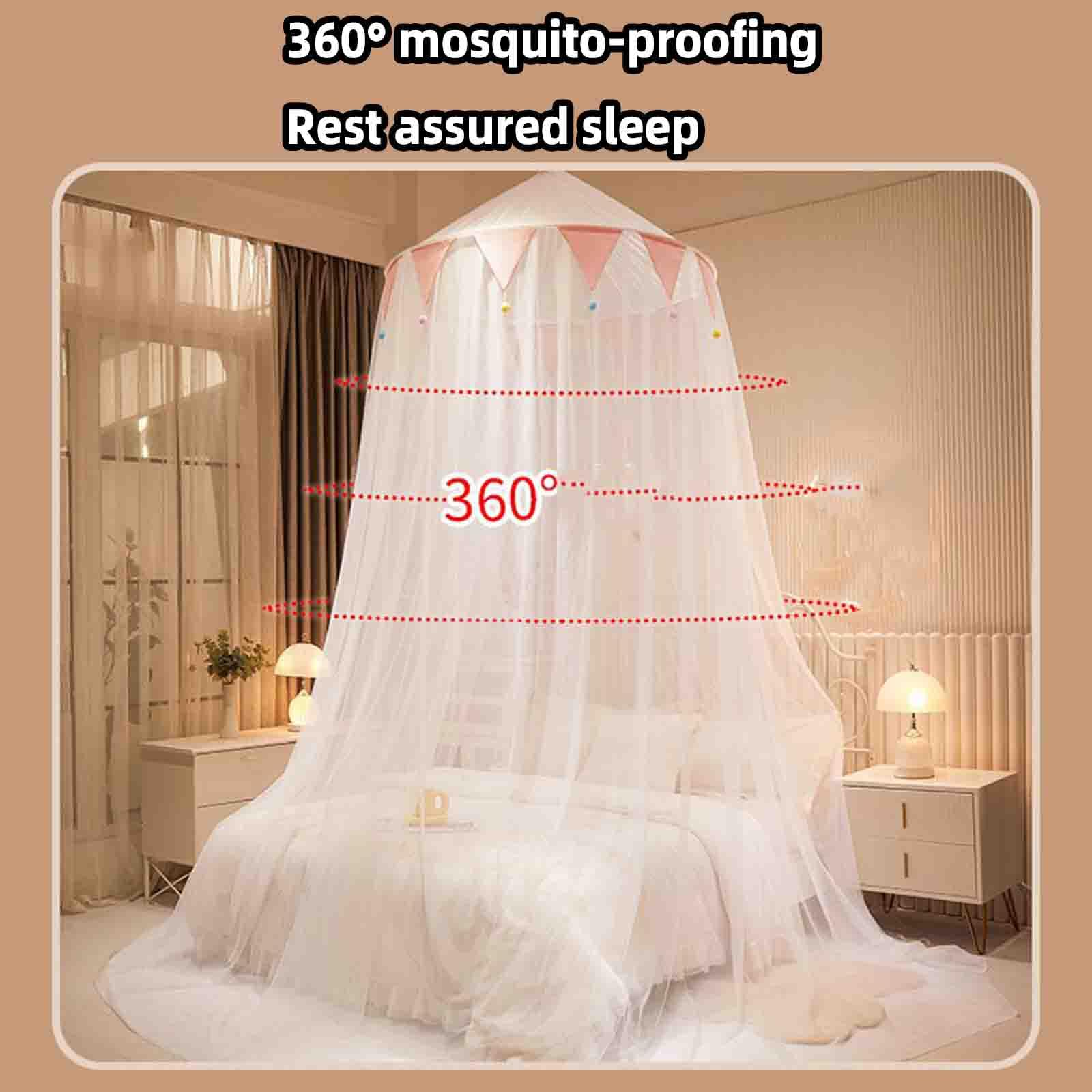 Zanzariera a baldacchino per letto – Cupola pieghevole da appendere per letto matrimoniale o singolo – ideale per uso estivo