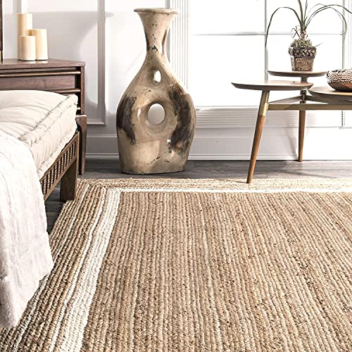 Image of Braided Reversible Carpet for Bedroom Living Room Dining Room (Cream, Jute, 4X6 Feet)