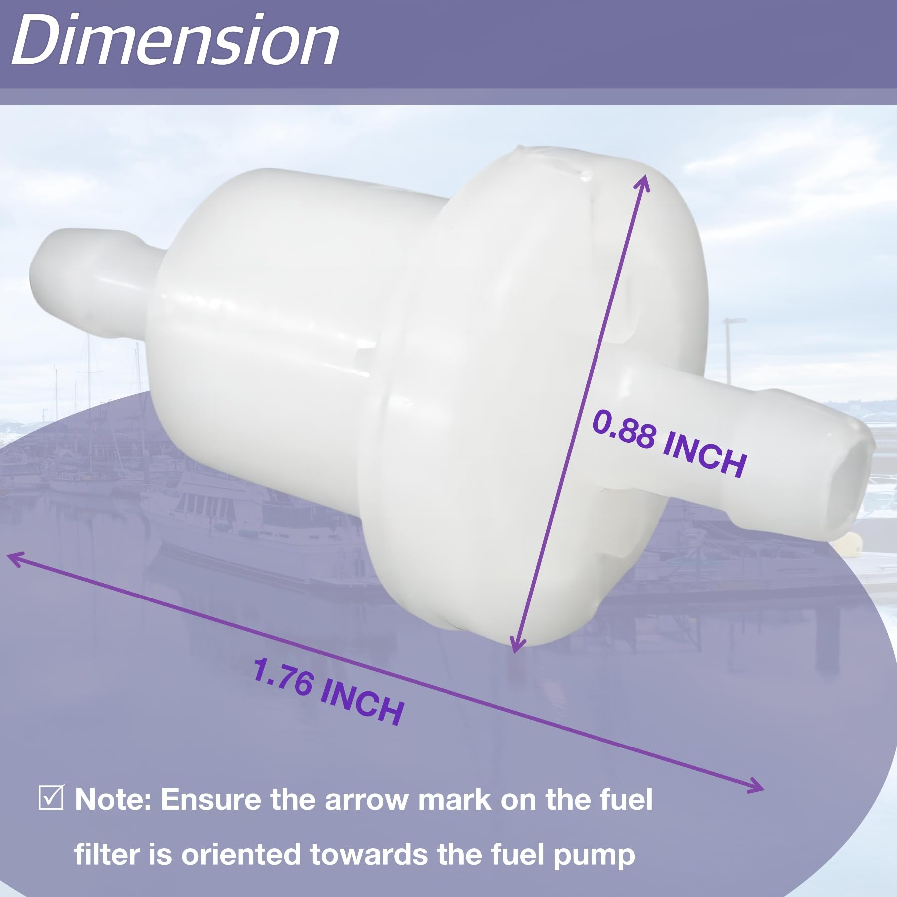 HeuroFosh 80365M Inline Fuel Filter for Mercury 8-15 HP Mariner 2-8 HP Yamaha 4-9.9 HP Outboard Motors 35-80365M 646-24251-02 68T-24251-00