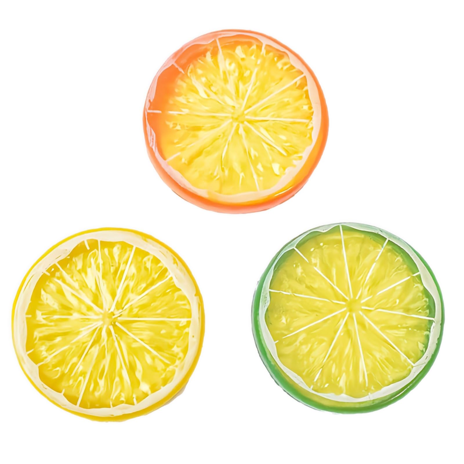 Muiltvoe 15 Pcs Realistic Lemon & Lime Slices - Artificial Plastic Fruit Decor with Fake Limes in Yellow, Orange & Green for Wedding Table, Party, Kitchen, DIY Crafts & Photography Props