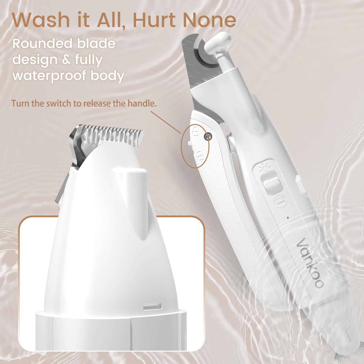 2 in 1 Dog & Cat Nail Clippers & Trimmers with LED Lights, Splash Guard - Pet Hair Trimmer for Around Paws, Ear, Eye,Face, Rump Rechargeable & IPX7 Waterproof Grooming Supplies for Dog, Cat - image 7