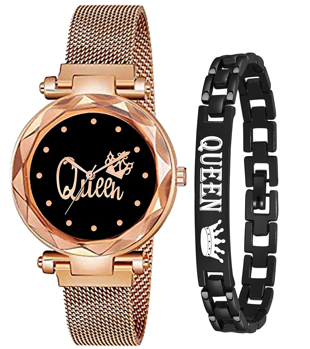 casera Analog Magnetic Strap and Queen Bracelet Combo Watch for Girls and Women (Rose Gold) (B094461JQW) Amazon Price History, Amazon Price Tracker