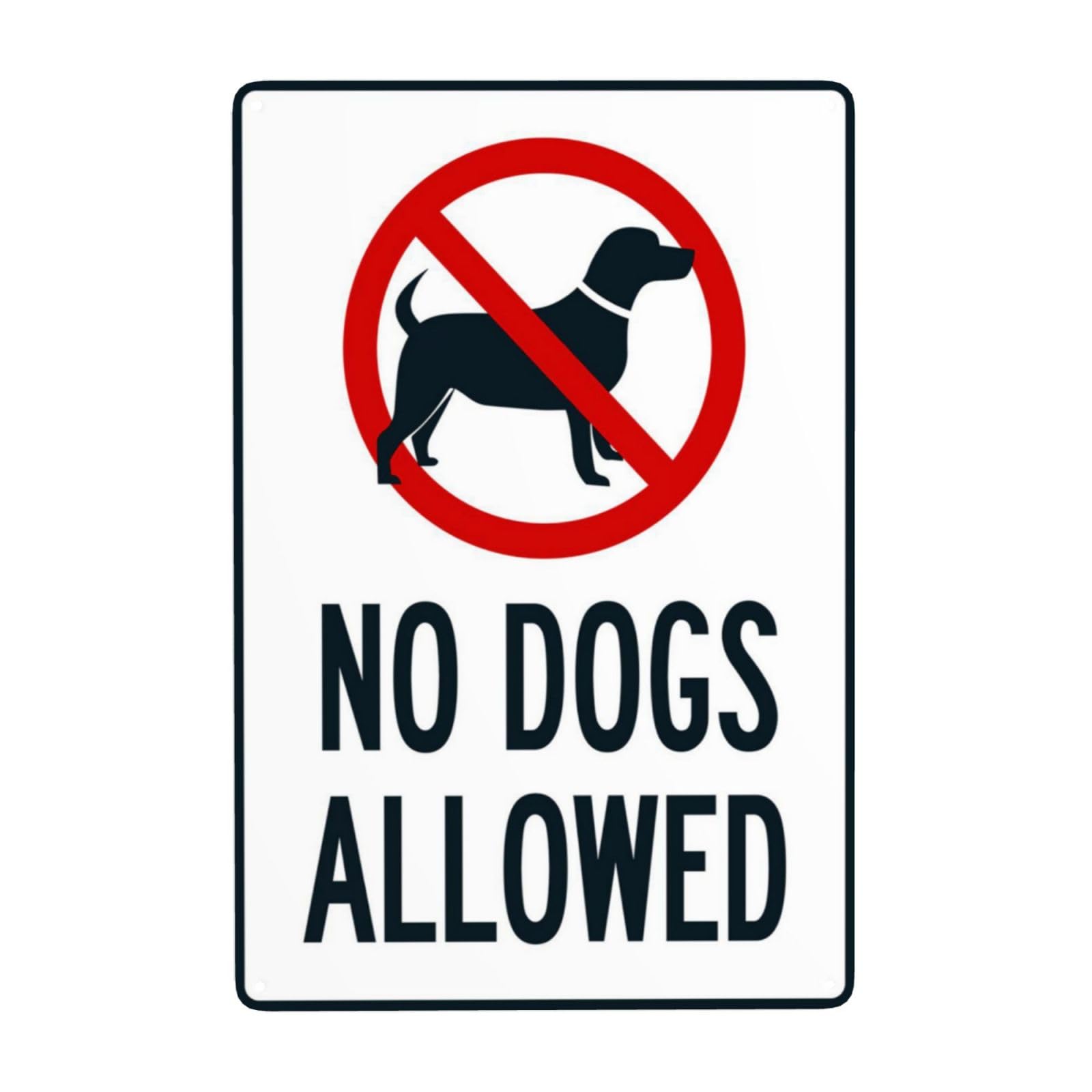 No Dogs Allowed Vintage Metal Yard Safety Warning Sign 12x8 Inch