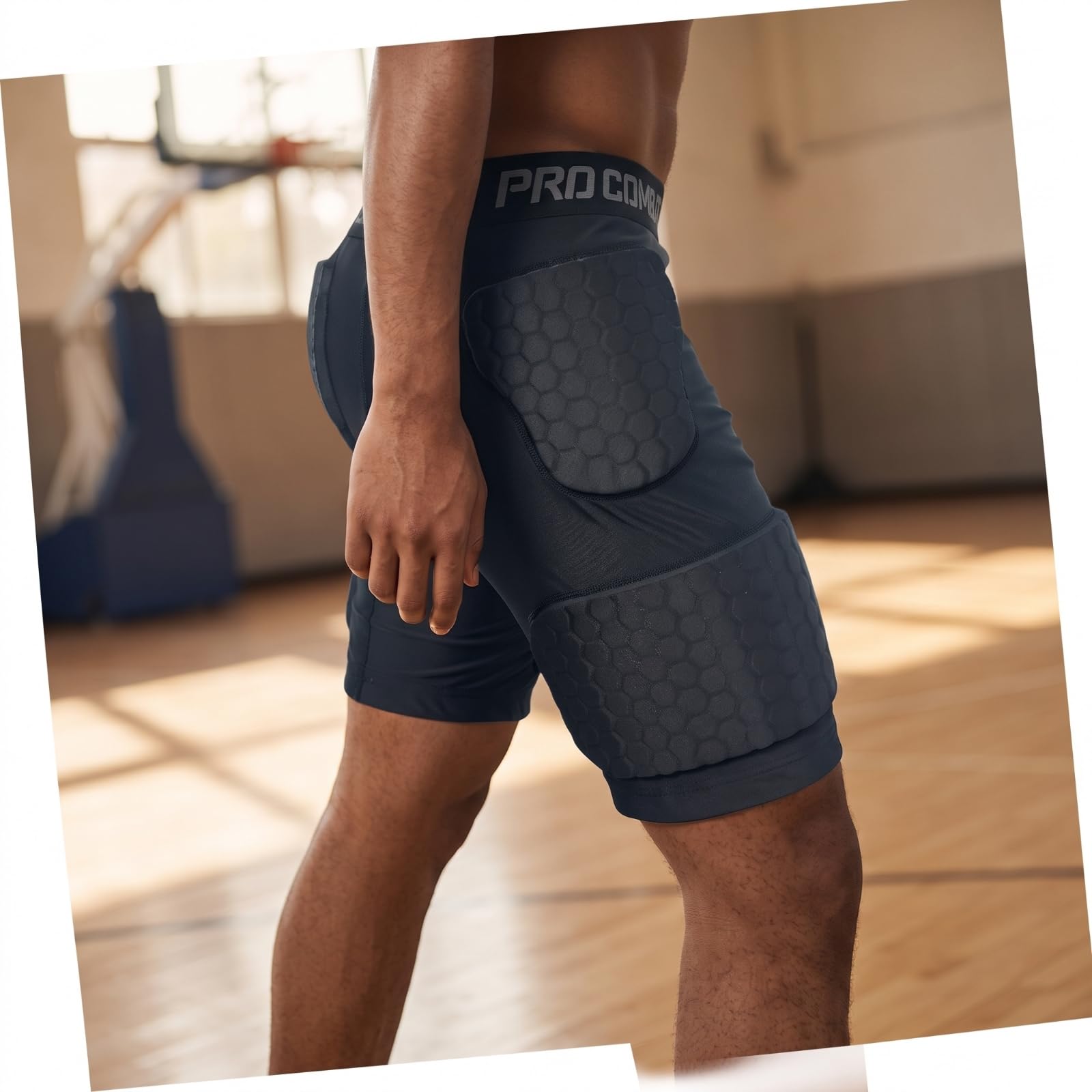predolo Pantaloncini con Protezioni Integrate Resistenti Agli Urti, Pantaloncini con Imbottitura Integrata, Comodi, per Allenamento, Giocatori di Football, Atleti