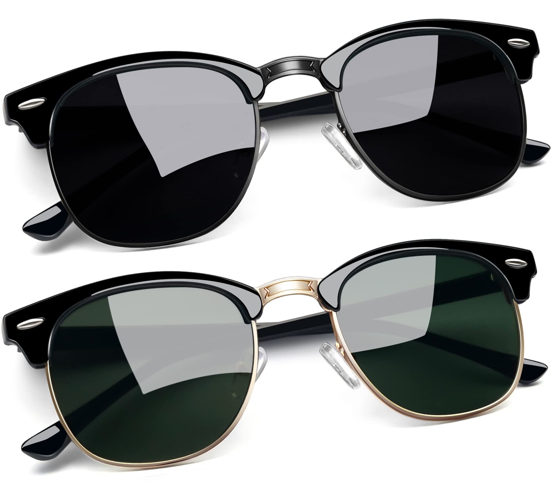 Joopin Vintage Sunglasses Half Frame Sun Glasses Polarized UV Protection Browline Shades for Women Men