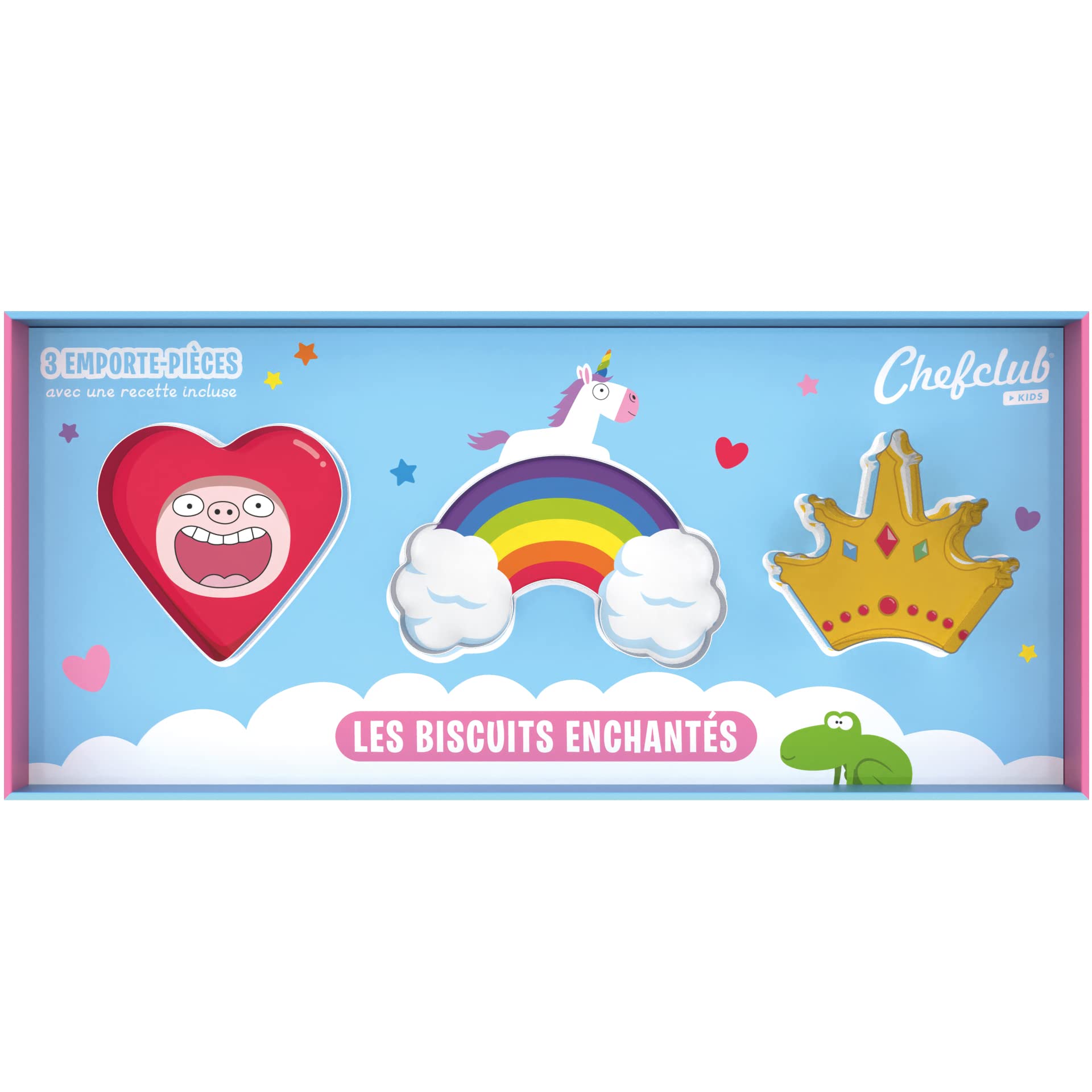 Chefclub Kids Enchanted Biscuits Cookie Cutters Set for Children Heart, Rainbow and Crown