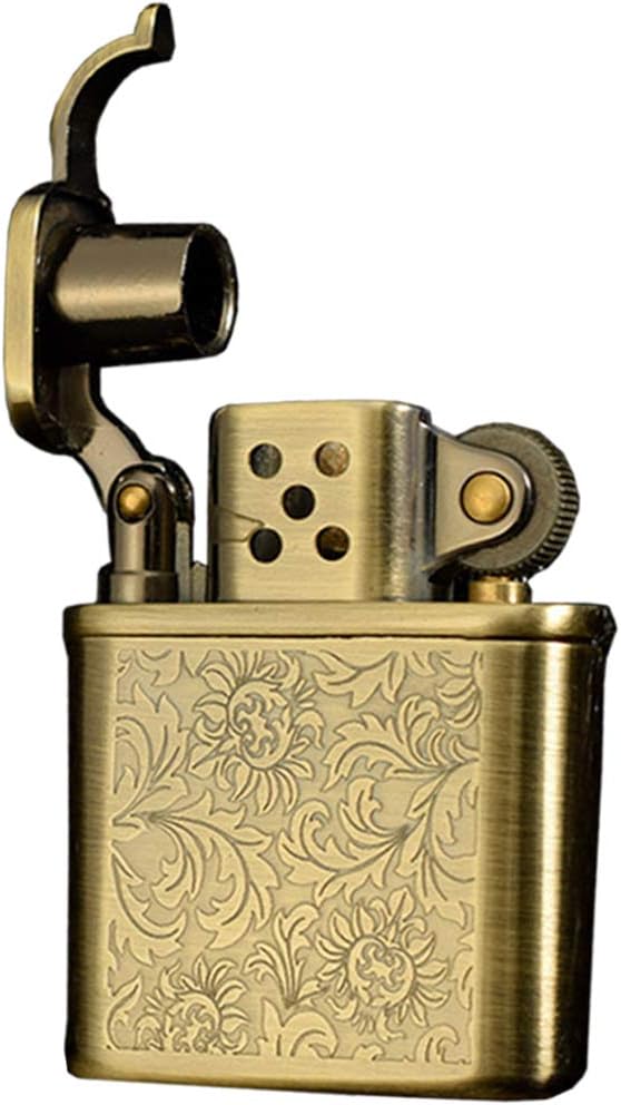 Xunxun Pure Copper Antique Style Lift Arm Oil Petrol Metal Cigarette Lighter (Bronze Arabesque)