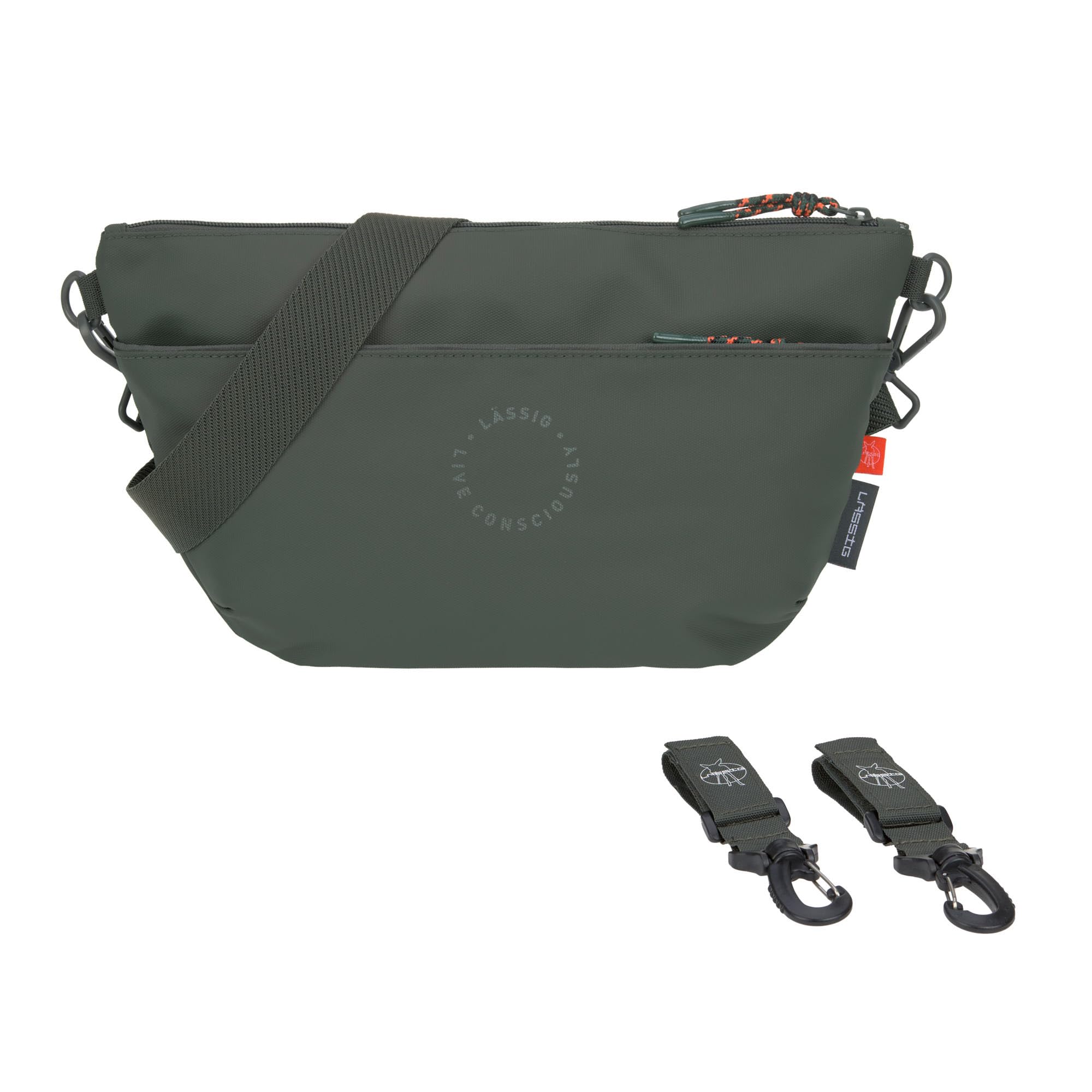 LÄSSIG Bolsa bandolera organizadora para cochecito de bebé bolsa para cochecito incl. fijación/Buggy Bum Bag dark olive
