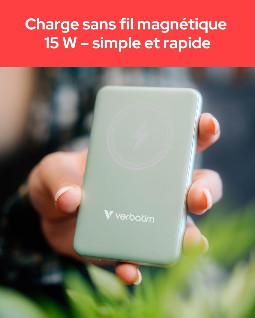 Charge 'n' Go Magnetic Wireless Power Bank 10000 Green