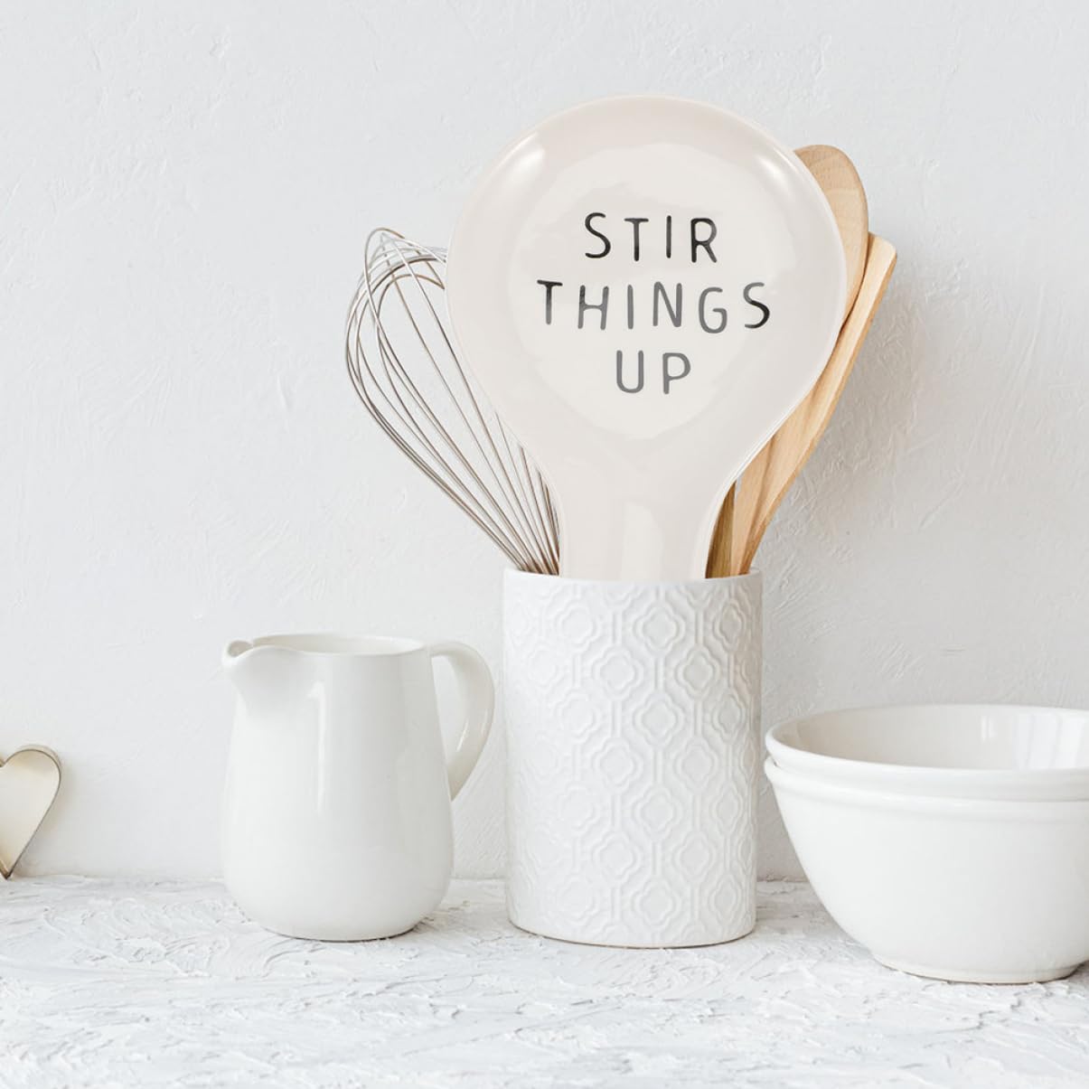 ABOOFAN Repose-cuillère En Porcelaine Lot De 2 Porte-ustensiles De Cuisine Pour Cuisinière Céramique Robuste Base Antidérapante Facile À Nettoyer Style Campagnard Parfait Pour Cuisiner