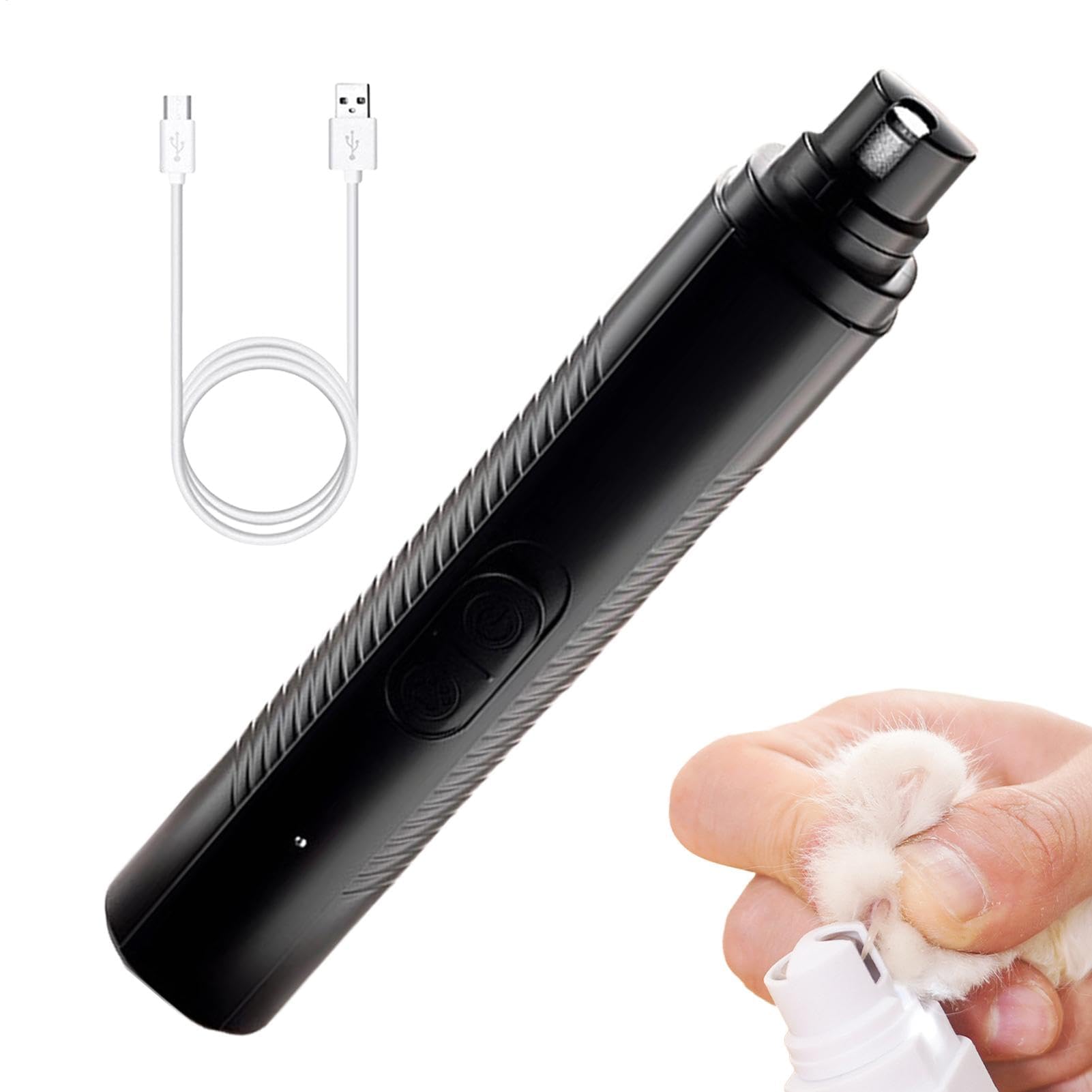 Nagelschere für Haustiere, Haustier-Nagelschleifer, Hundepfotenschneider, kabelloser LED-Elektrohund, leiser Katzennagel, professionelles Pflegewerkzeug for C(Black)