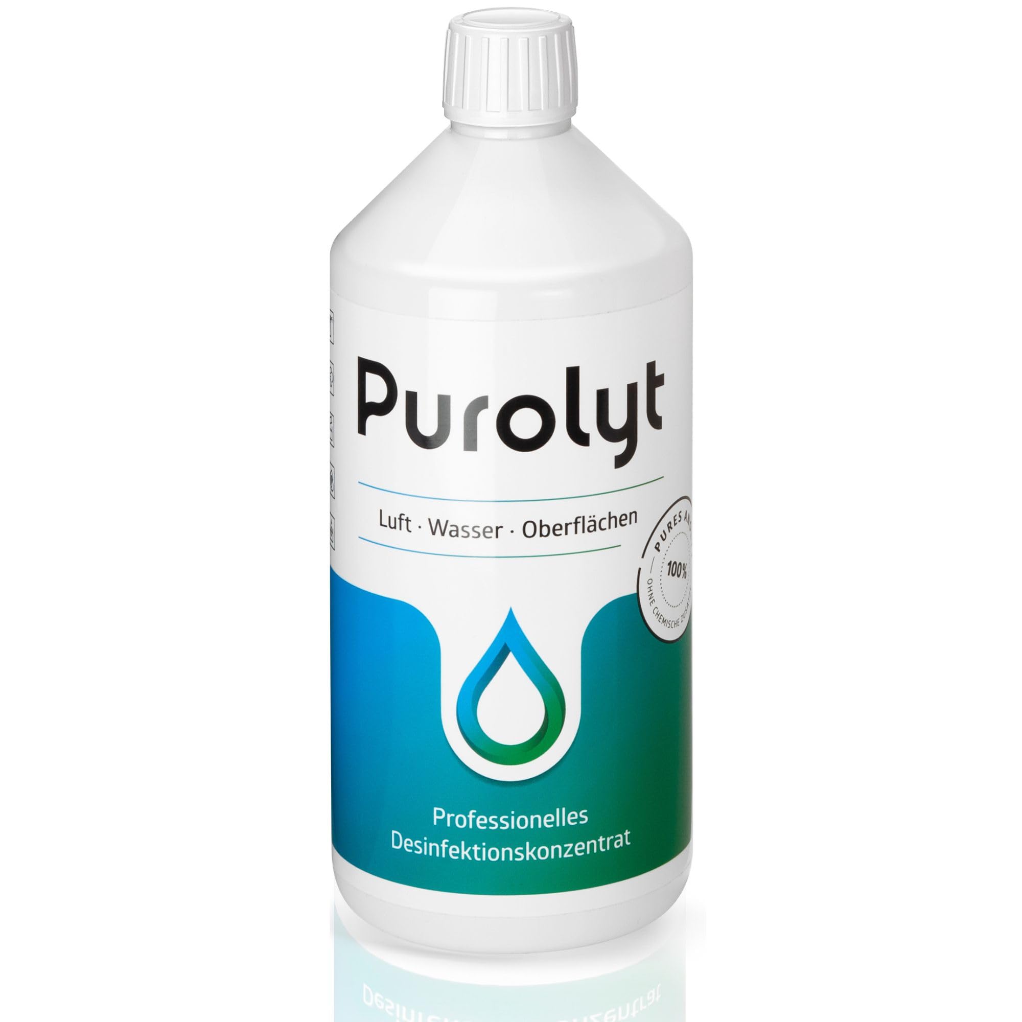 Purolyt Desinfektionskonzentrat 1L HOCl Gewächshaus Hydrokultur | Ergiebige 1L-Größe. Für Bio-Produktion zugelassen (EG) Nr. 834/2007. Vegan, alkoholfrei – Dermatest sehr gut.
