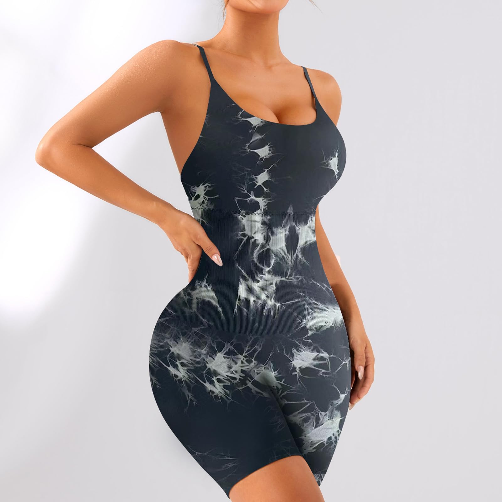 Mono Deportivo de Una Pieza para Mujer con Escote en U Sin Mangas Control de Abdomen y Espalda Descubierta Body de Gimnasio para Yoga Pilates De Una Pieza Ropa Deportiva Ajustada
