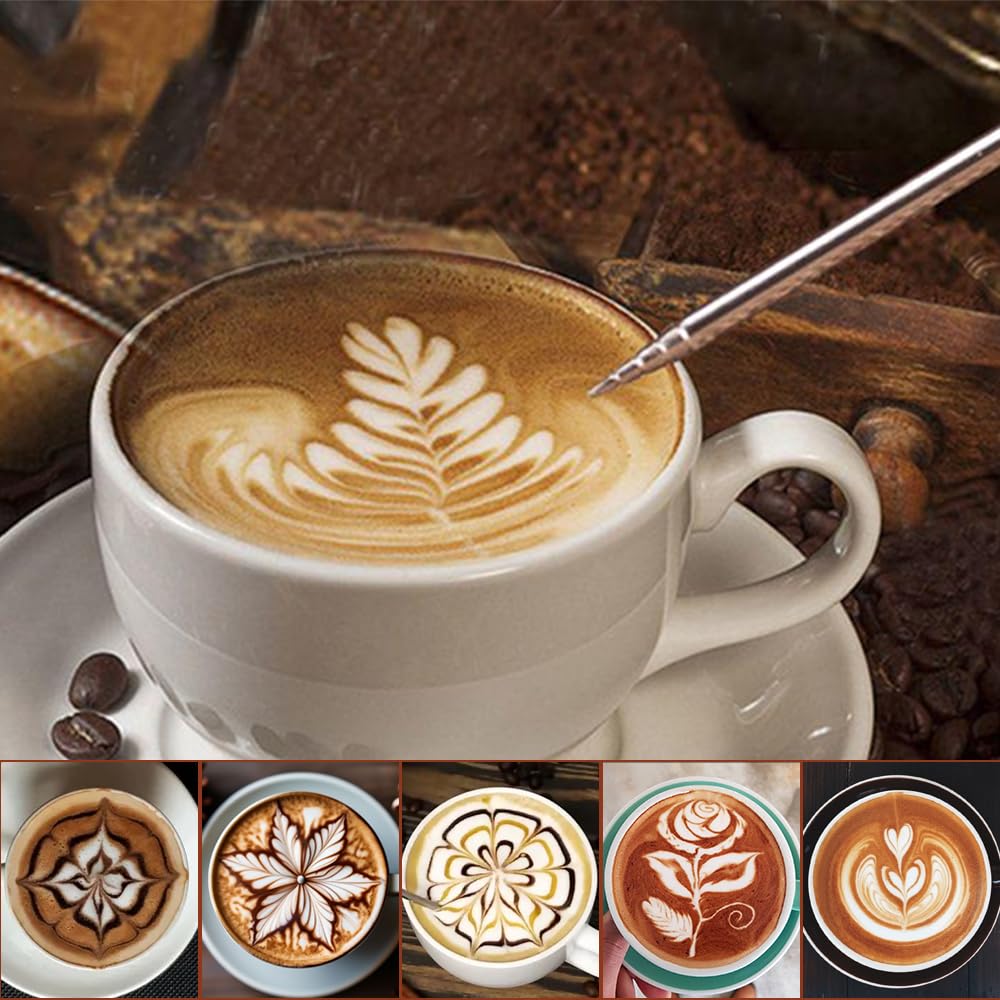 KITDAHOM Jarra de espuma de leche de mano de 350 ml de acero inoxidable con escala, dispensador de nata de acero inoxidable, incluye aguja para latte-art, adecuada para baristas para preparar