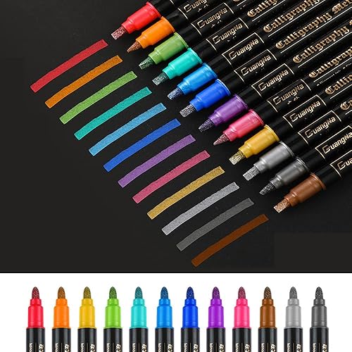 Miniatura 3 de Bolígrafo de sellado de cera, 12 marcadores metálicos de doble punta para decorar cera de sellado, bolígrafo de cera de alta calidad para sello de