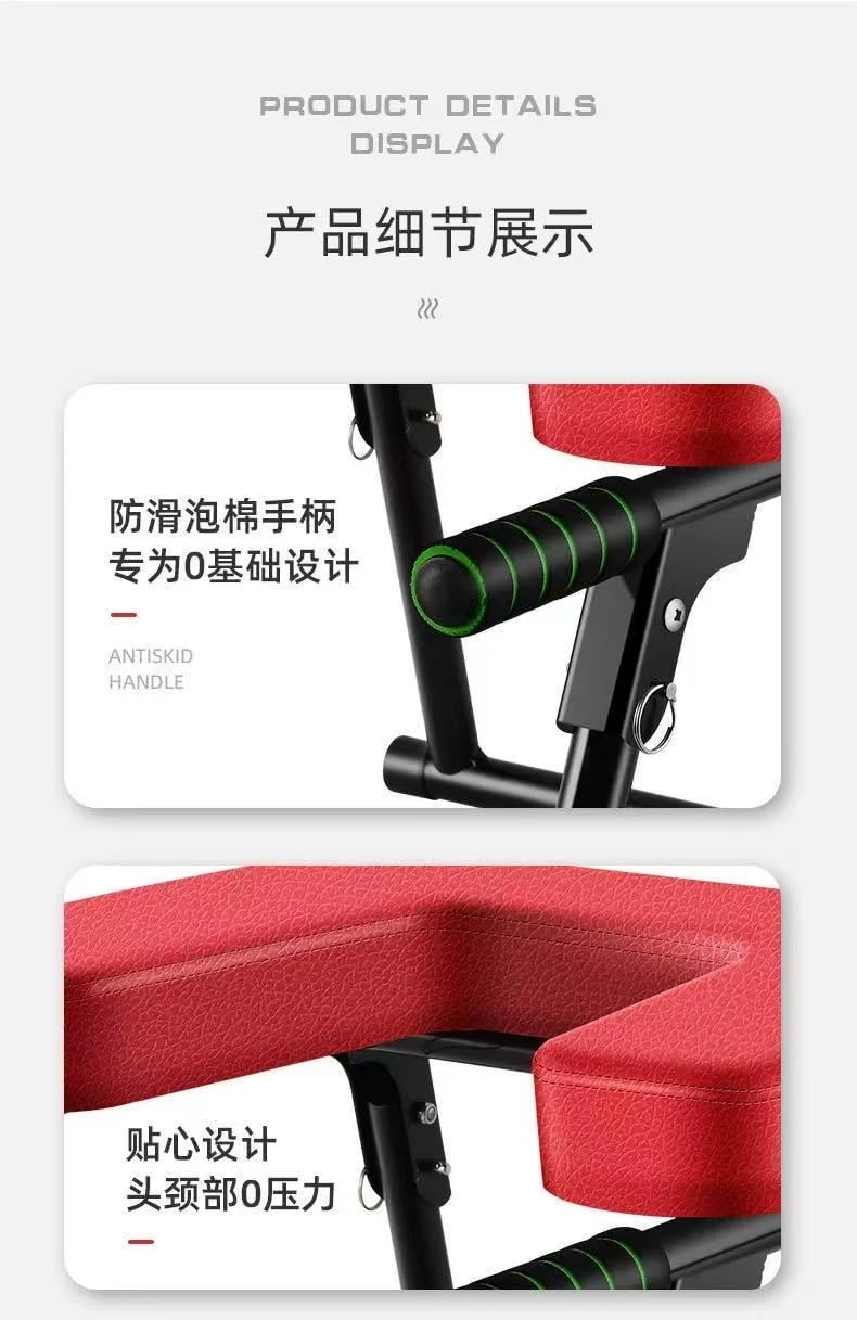 Taburete de inversión con Cabeza de Silla de Yoga, Kit de Ejercicios de inversión, Taburete de inversión Plegable, Taburete Auxiliar de inversión para práctica Principiante (Color: Rojo)