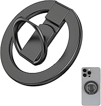 Magnetic Phone Ring Holder for MagSafe Ring Stand Finger Grip Kickstand 360° Rotating Adjustable Removable Compatible with iPhone 15 Pro Max 14 13 12 Samsung Android MagSafe Accessories (Black)