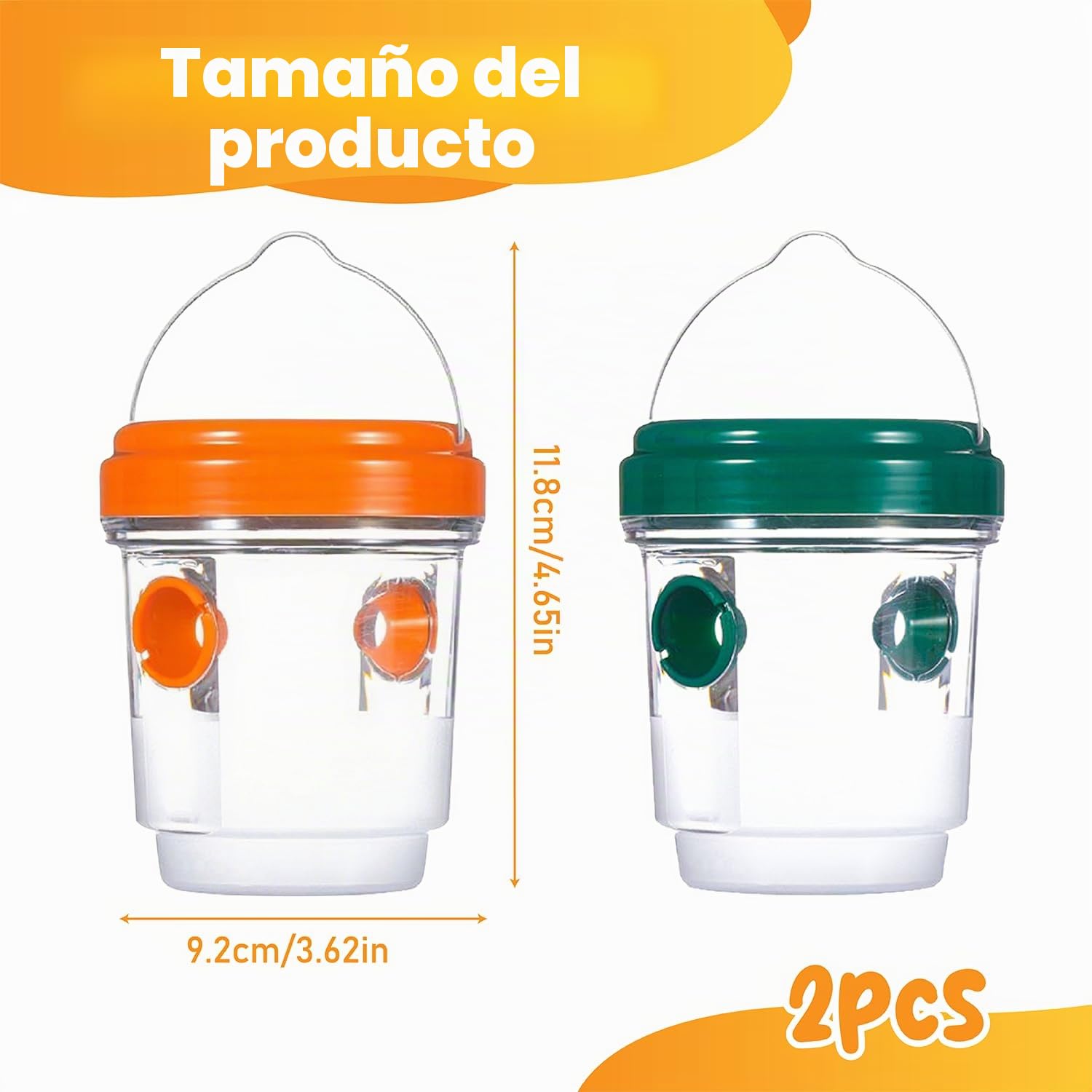 Trampa para avispas para exteriores, efecto 360 grados, 2 unidades