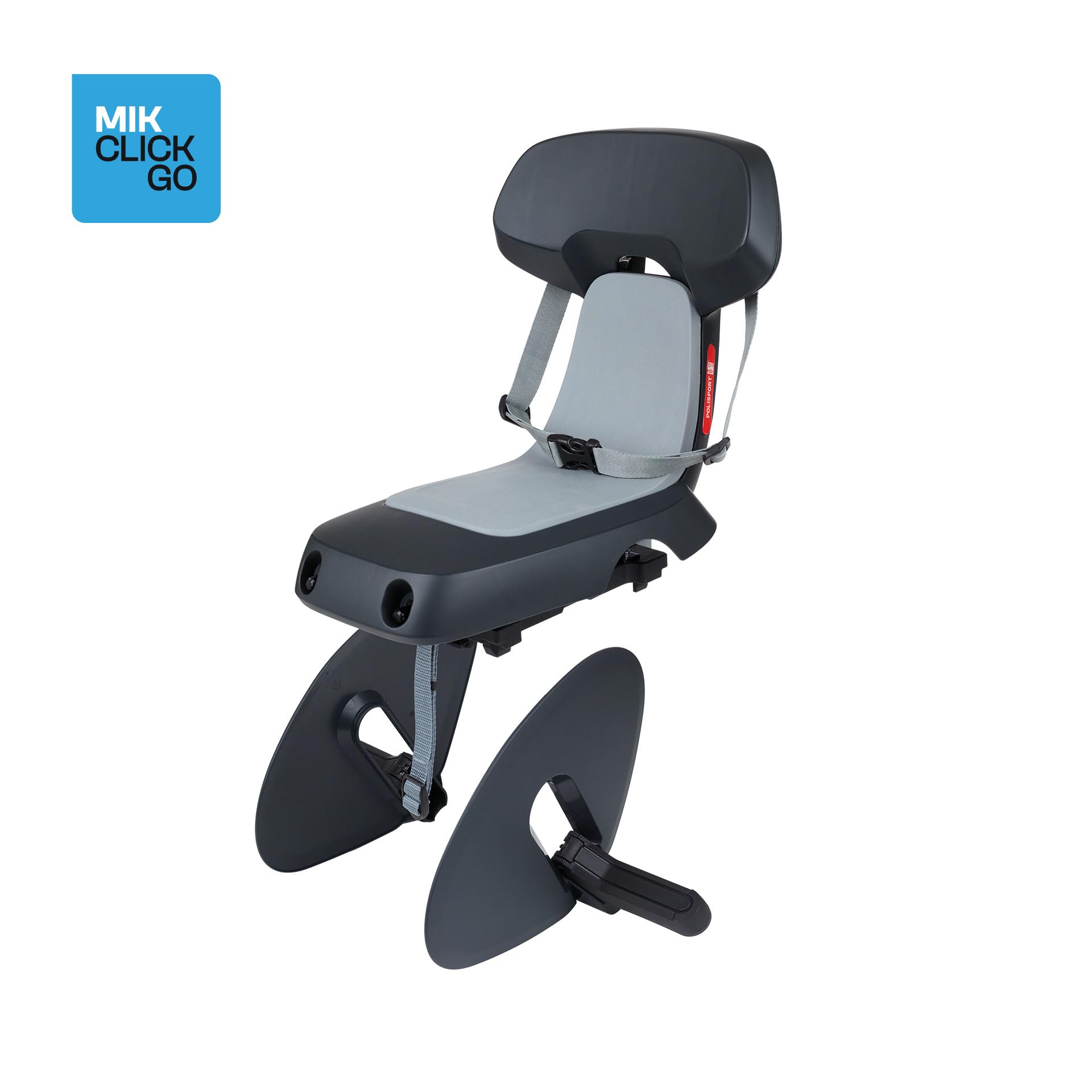POLISPORT 8636100022 - Siège Guppy Junior MIK HD Polyvalent pour Enfants de 6+, Compatible avec vélos 24''-29'' et vélos électriques avec Porte-Bagages MIK HD, Charge Max. 27 kg, Couleur Gris Foncé