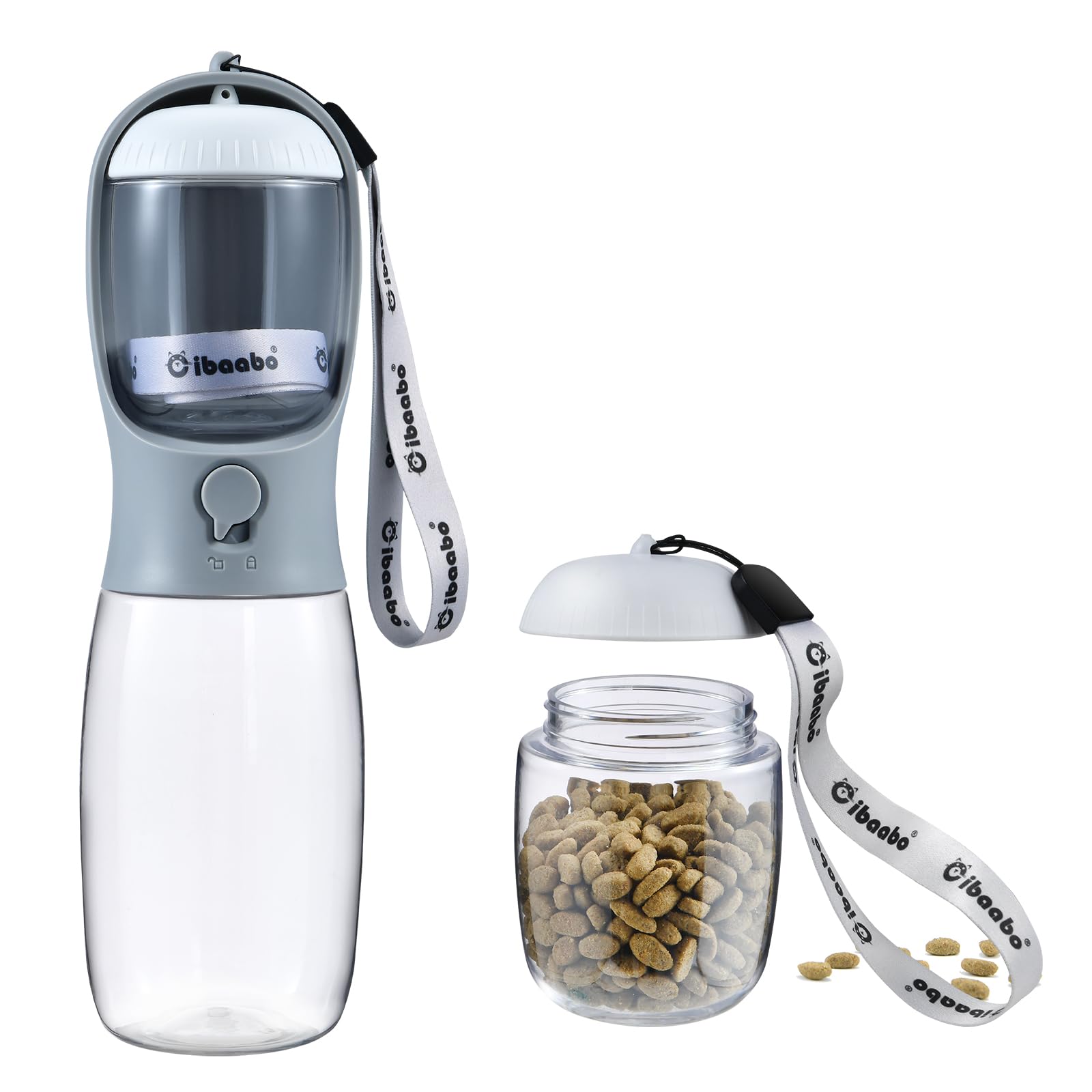Cibaabo Dog Water Bottle with Food Container, Travel Puppy Water Bowl, Portable Pet Dispenser, Dog Stuff Accessories Items, Puppy Essentials Necessities for Yorkie Chihuahua Cat Walking and Hiking