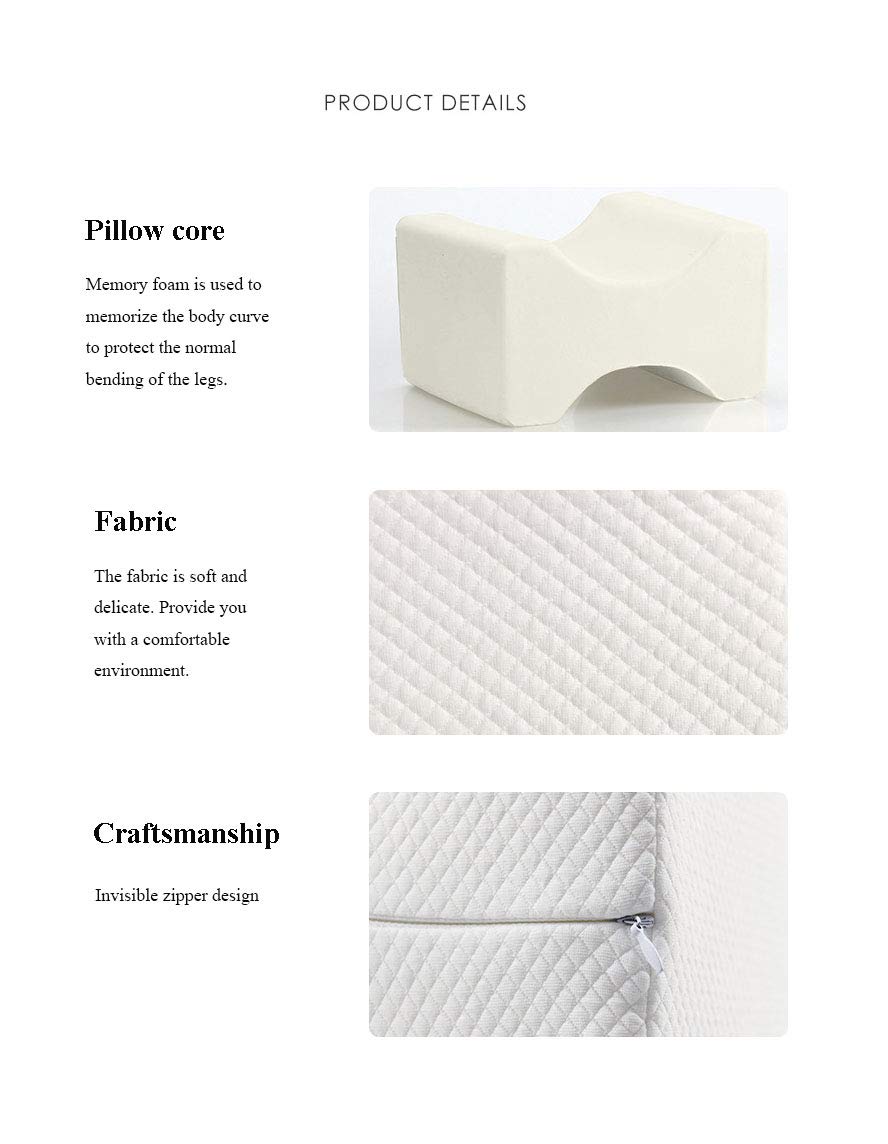 Leg Locator Knee Pillow Memory Foam Orthopedic Knee Pillow for Sciatica Relief, Back Pain, Leg Pain, Pregnancy, Hip and Jjoint Pain-Memory Foam Wedge Shape (White)