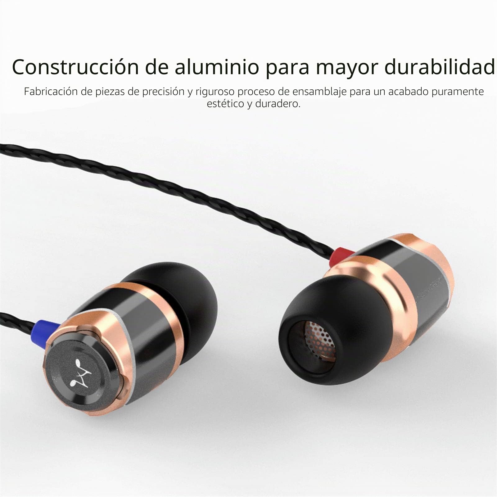 SoundMAGIC E10 Auriculares Cableados, Sin Mic, Hi-Fi, Jack 3.5mm, Oro | Bajos ricos y potentes, audio estratificado, construcción metálica, cable antienredos, aislamiento pasivo, ajuste ergonómico