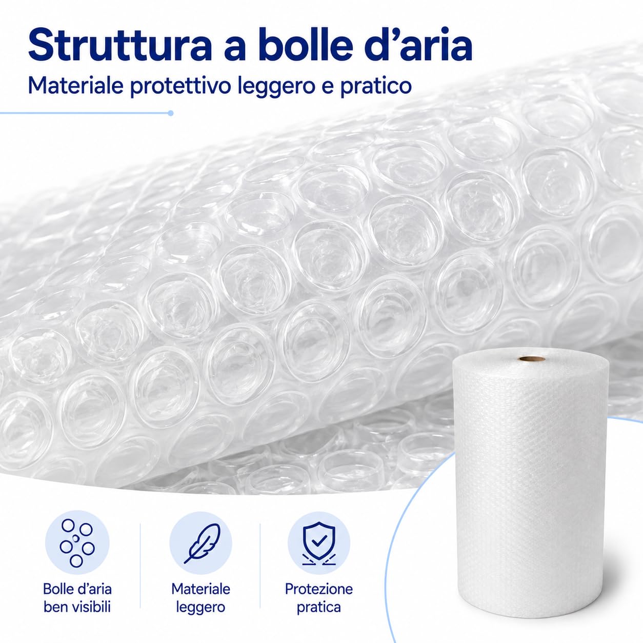 All4All Pluriball per Imballaggio 100 cm x 100 m, Rotolo con Bolle d’Aria, 100 m², Protezione Antiurto per Spedizioni, Traslochi, Mobili e Oggetti Fragili