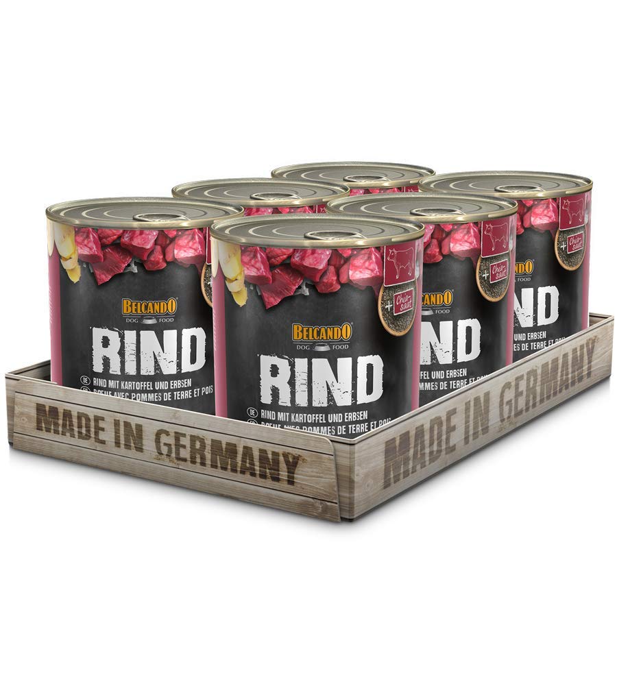 Belcando Super Premium lattina [6x800g Manzo con patate e piselli] | Cibo umido per cani | Cibo umido in lattina | Alimento completo per cani di tutte le razze