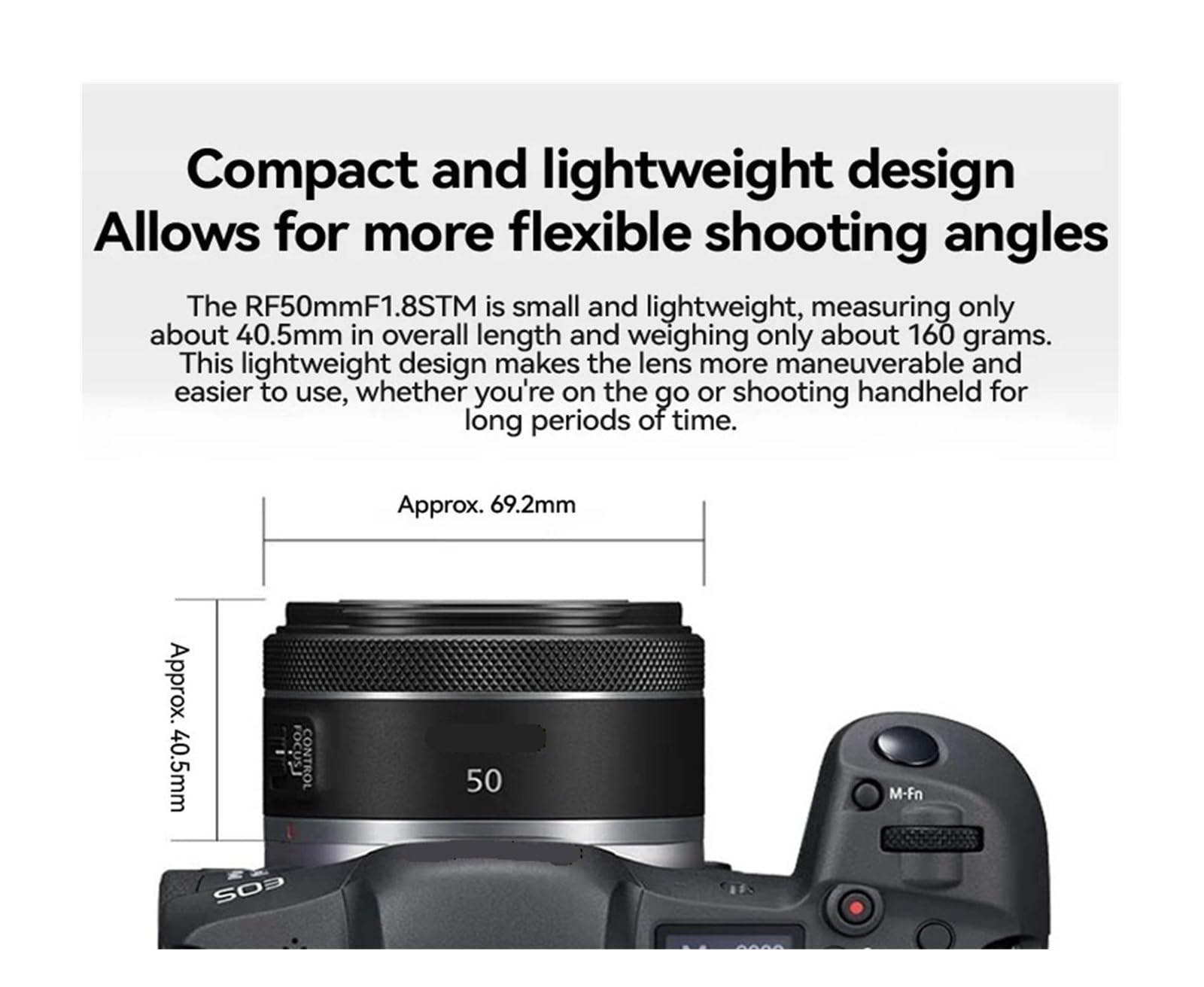 Compatible con Canon, 50mm F1.8 RF Lente Fija Full Frame