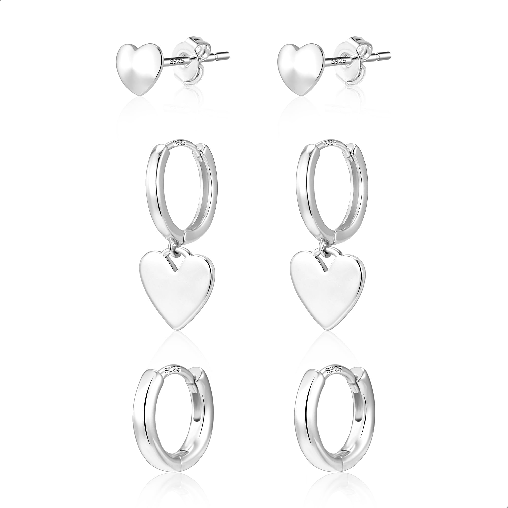 ALEXCRAFT Ohrstecker Silber Ohrringe Set Klein mit Zirkonia