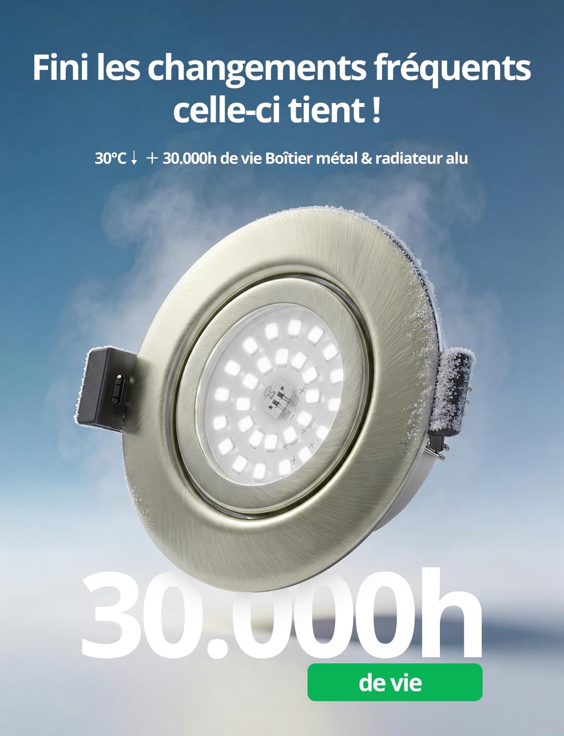Bojim Spot LED Encastrable Nickel Classe Énergétique B IP44 Salle de Bain