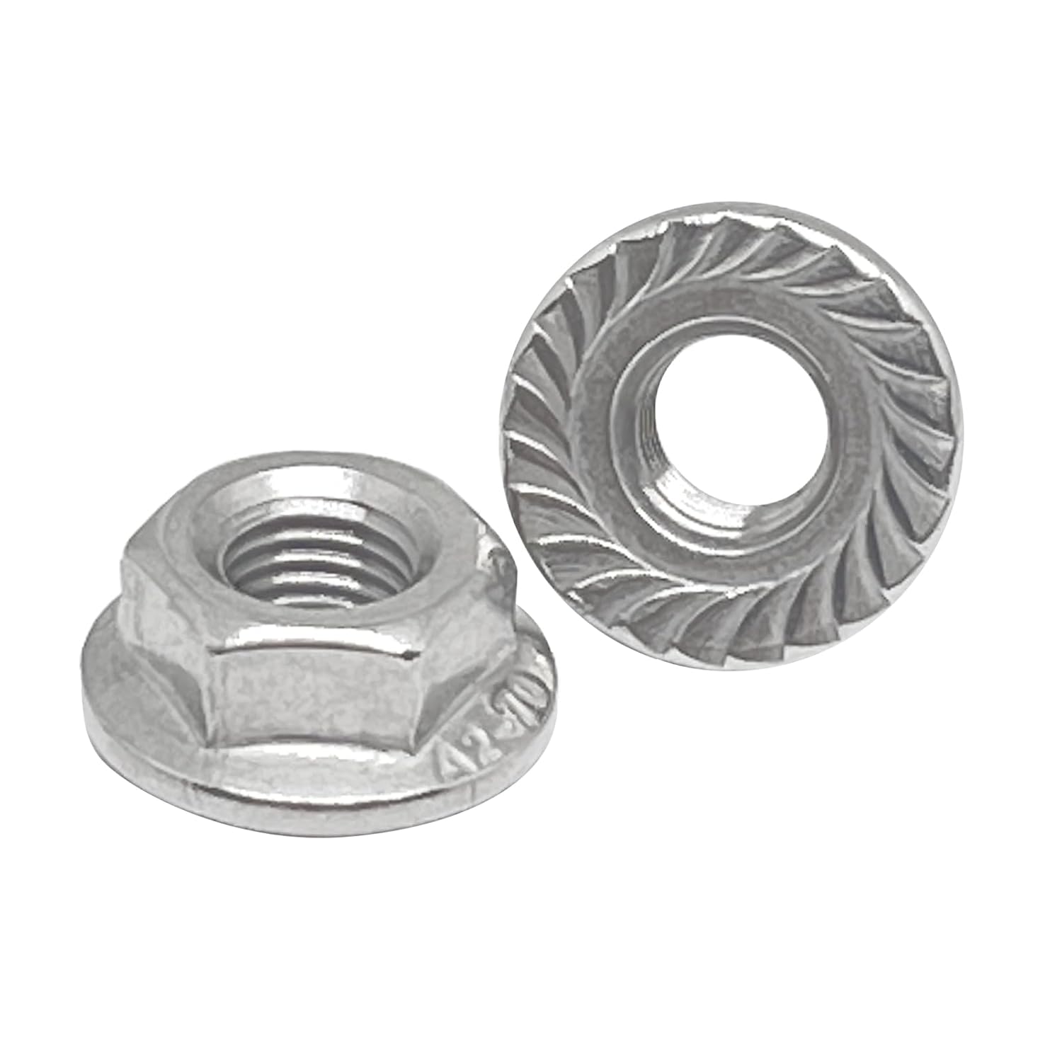 5 Pcs M12-1.5mm Serrated Flange Hex Nuts,Hexagon Socket Lock Nut,304 Stainless Steel Flange Hex Nuts,Fine Thread,Silver