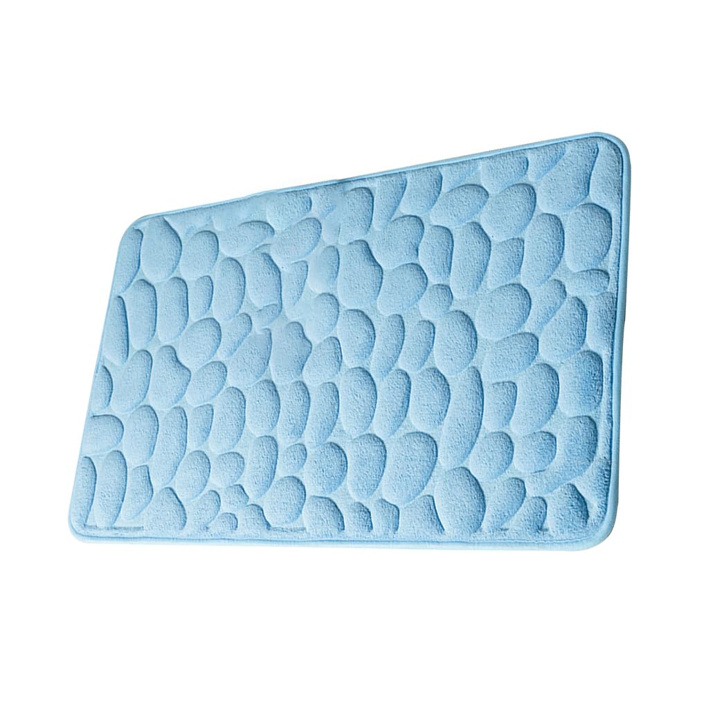 Pleayietoopiatiey Bath Mat Quick-Drying Solid Color Absorbent Bathroom Rug Washroom Bathmat Kids Safety Accessories Light Blue 40x60 cm