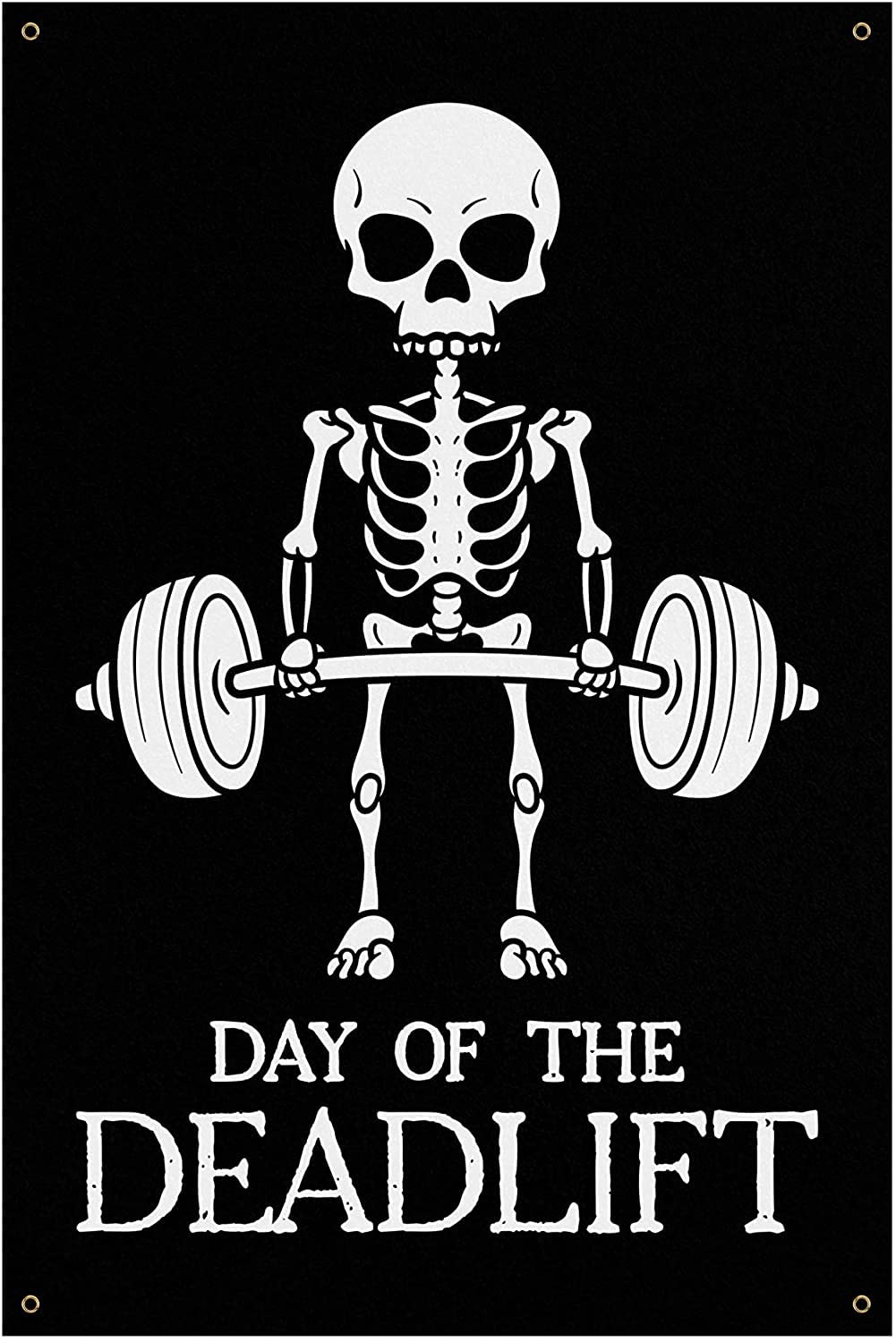 Skull Weightlifting Banner - Home Gym Wall Art - Sports