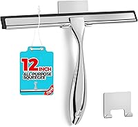 ALFLOD 12-Inch Stainless Steel Shower Squeegee - All-Purpose for Shower Doors, Glass, Mirrors, Windows & Car Windshields, Rustproof & Lightweight