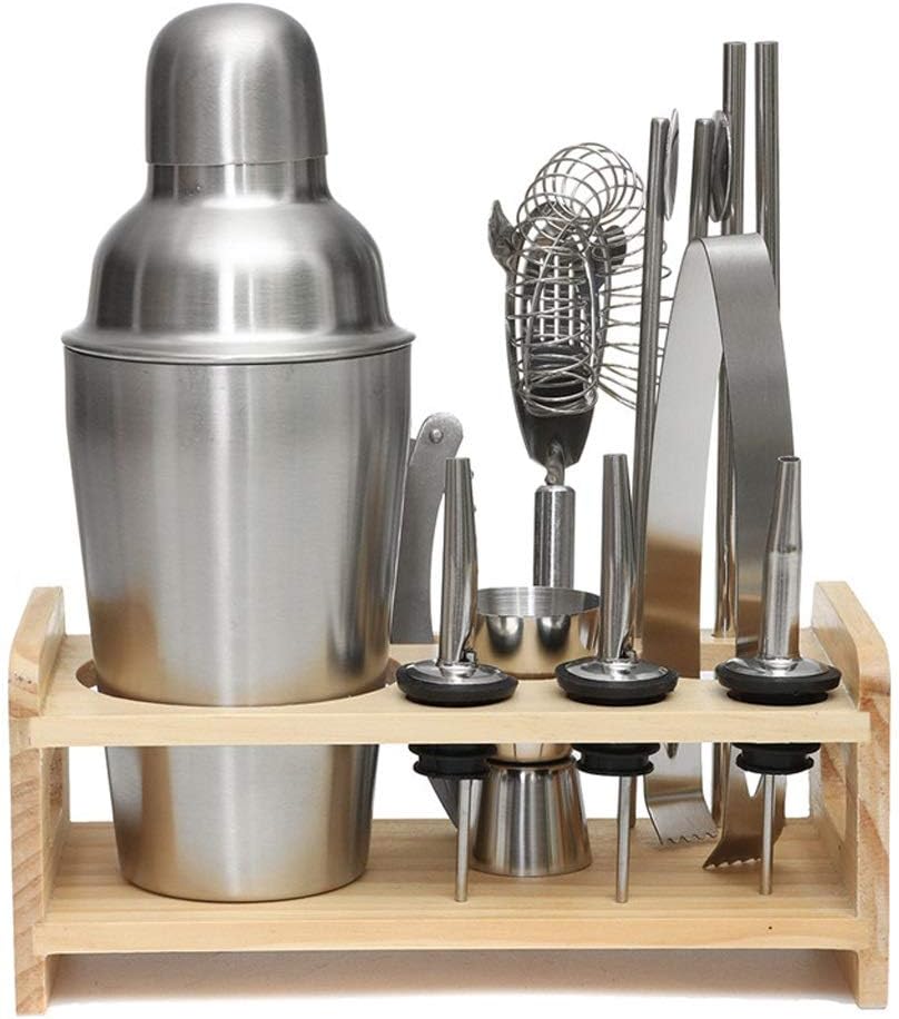 13Pcs lot 750ml Stainless Steel Shaker Mixer Drink Bartender Kit Bars Set Tools with Rack Stand