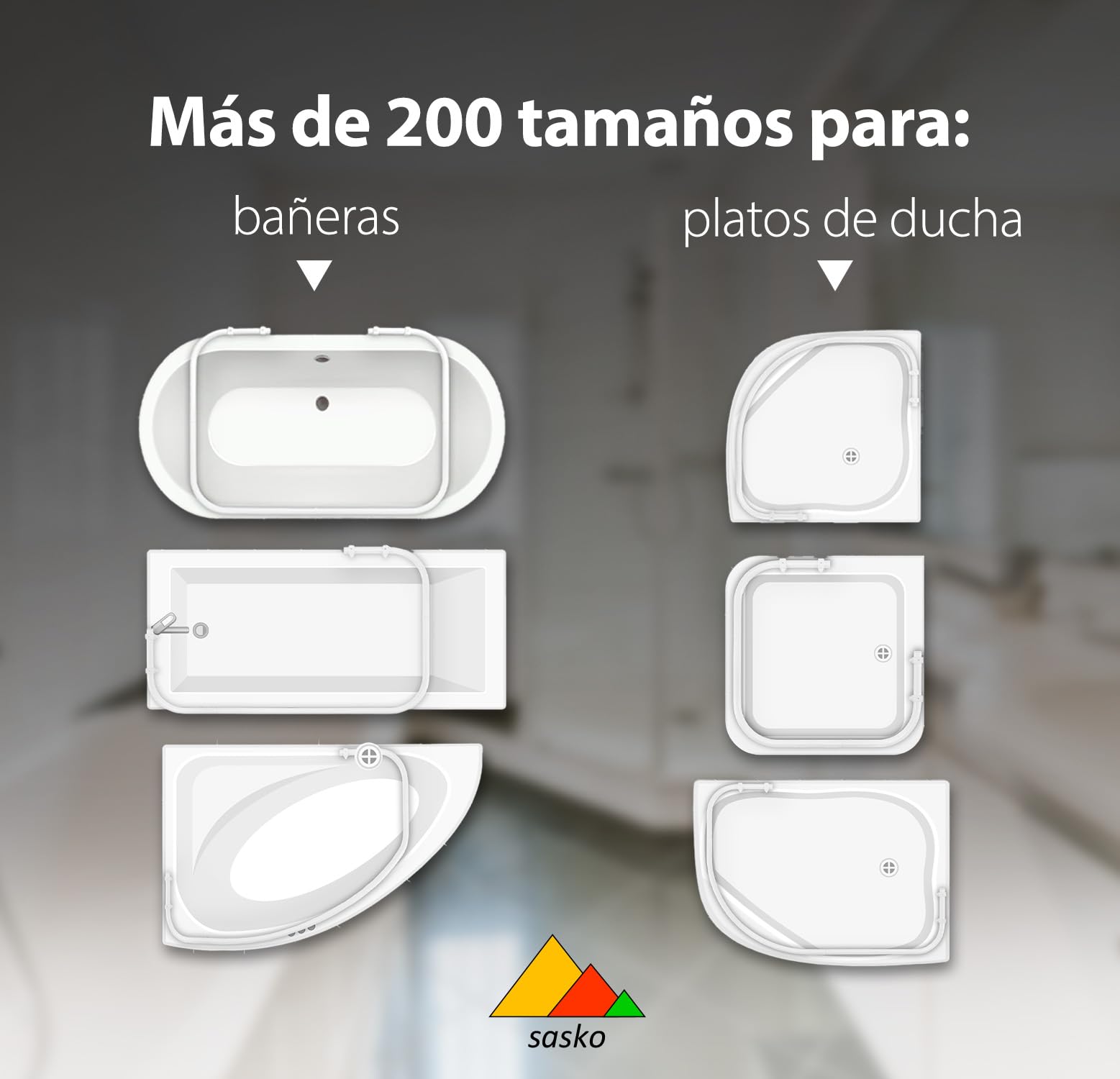 sasko Barra de cortina de ducha en forma de U - Barra de cortina de ducha - Barra de cortina de ducha de ángulo estable sin soporte de techo - Barra de cortina de ducha - 70X70X70 cm - Blanco