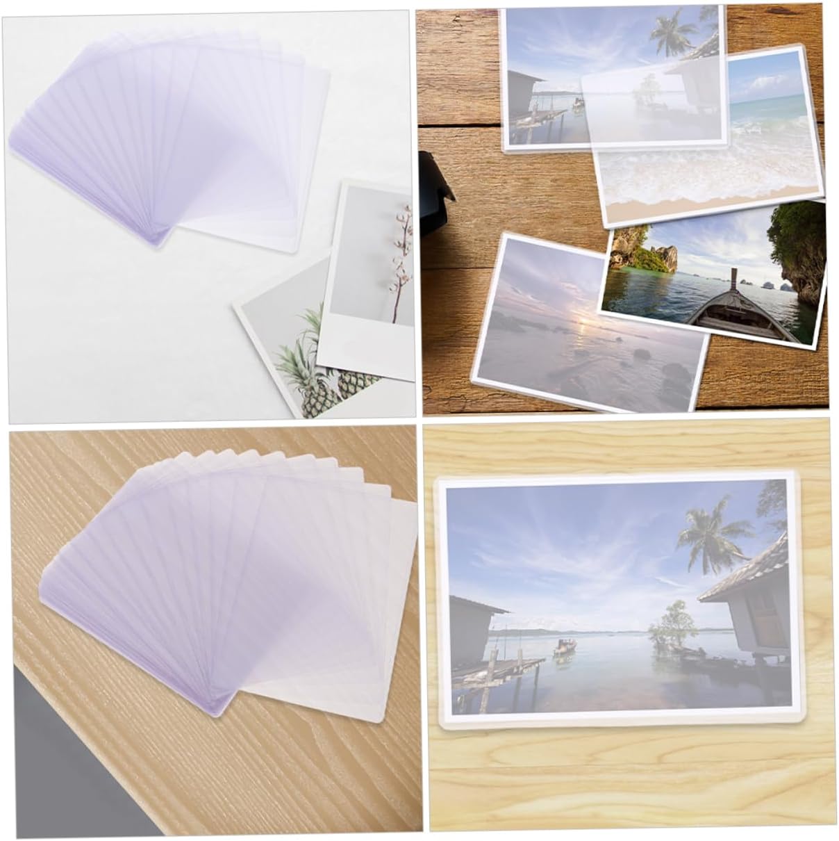 Lurrose 50pcs Hard Plastic Photo Sleeves Waterproof Card Protectors for Postcards Document Holders for Storing and Displaying Photos